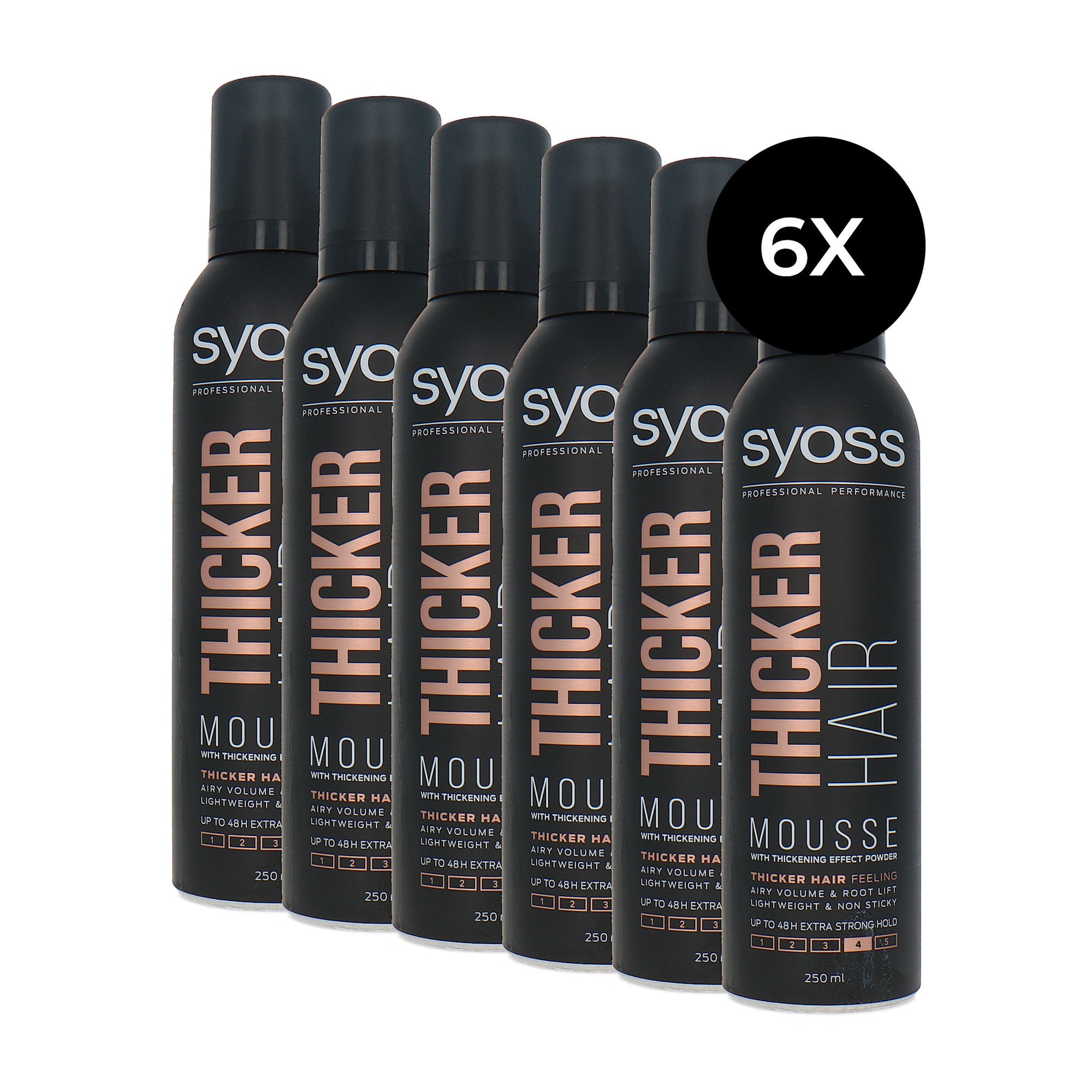 Syoss THICKER Hair Mousse - 6 x 250 ml
