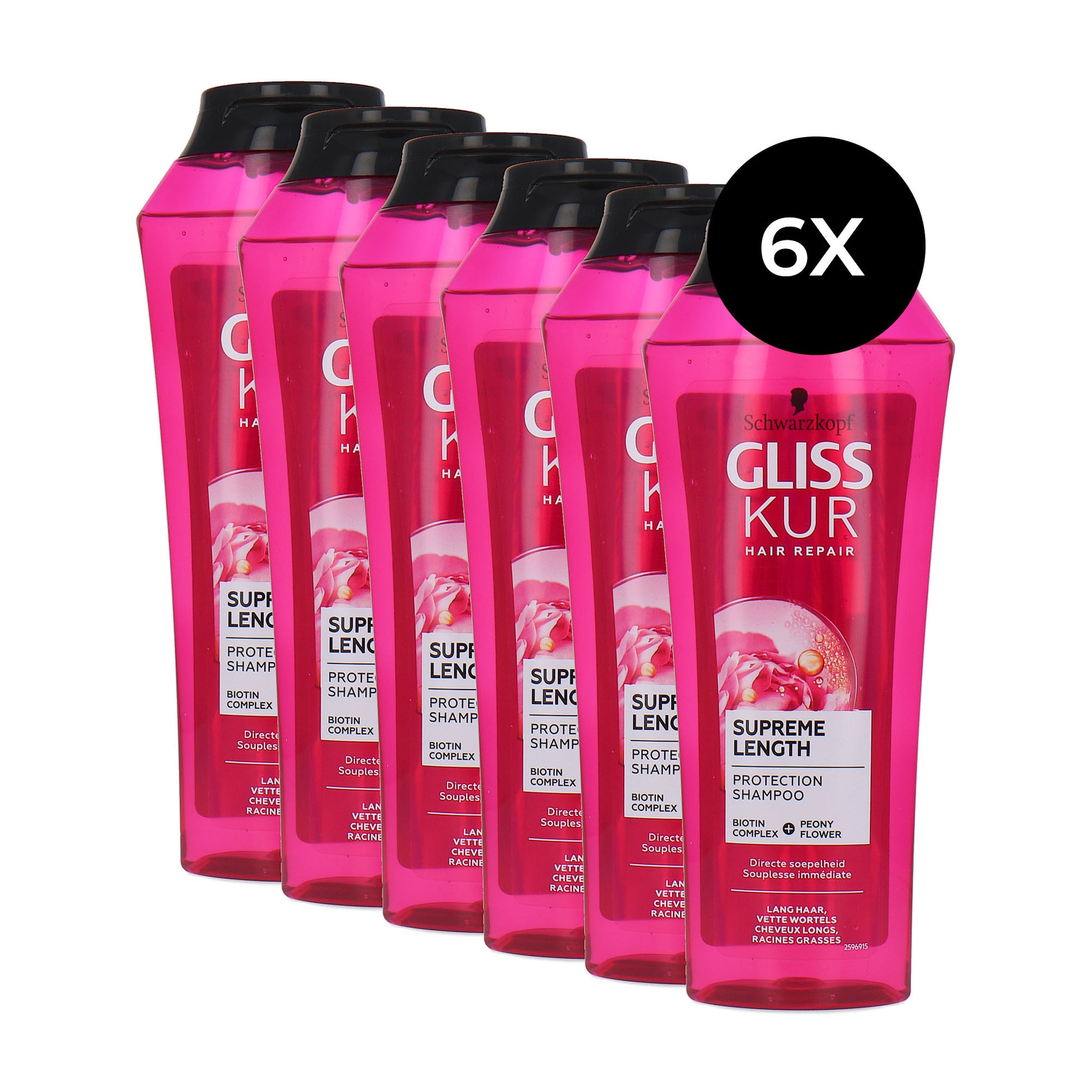 Schwarzkopf Gliss Kur Supreme Length Shampoo - 6 X 250 ml