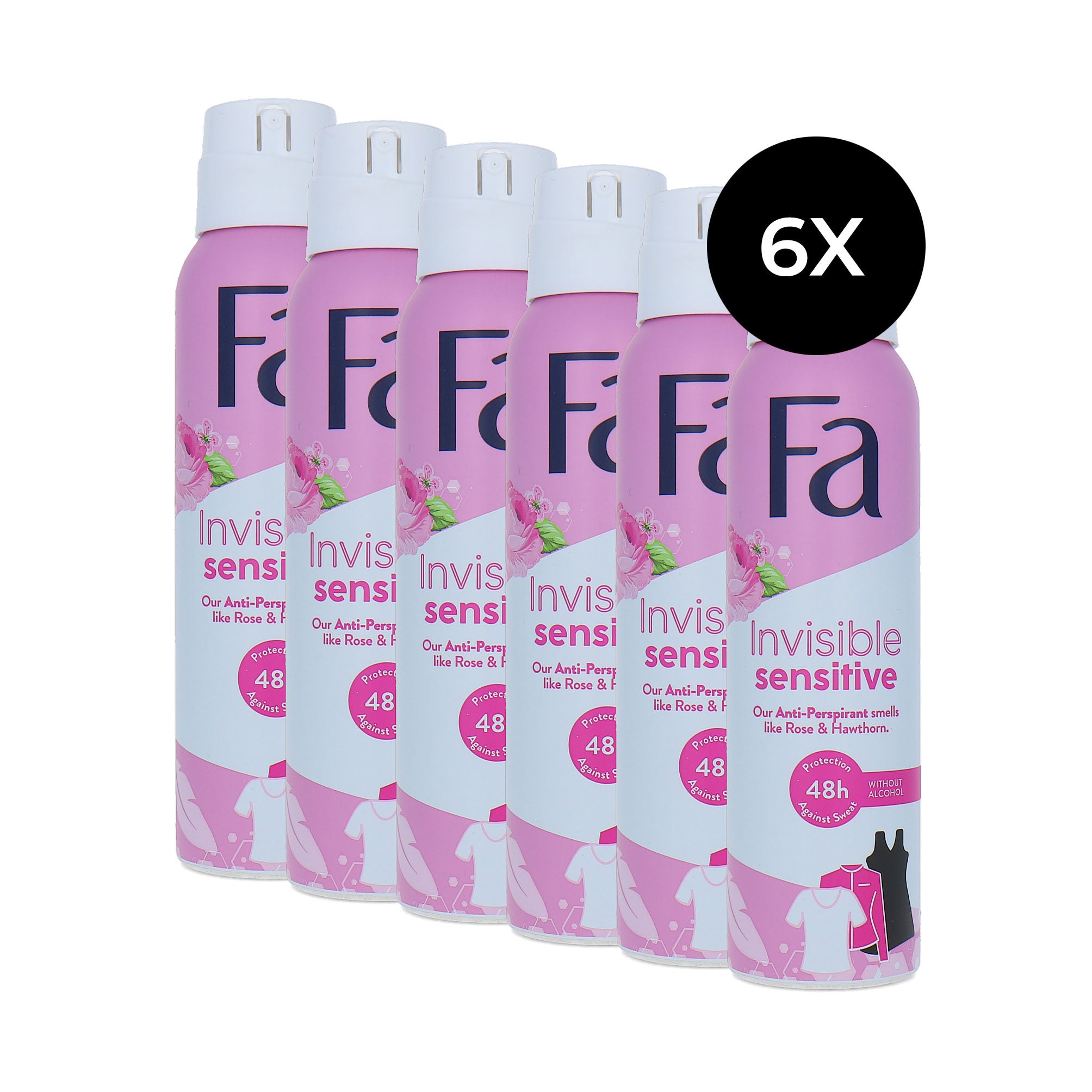 Fa Invisible Sensitive Deodorant Spray - 6 x 150 ml