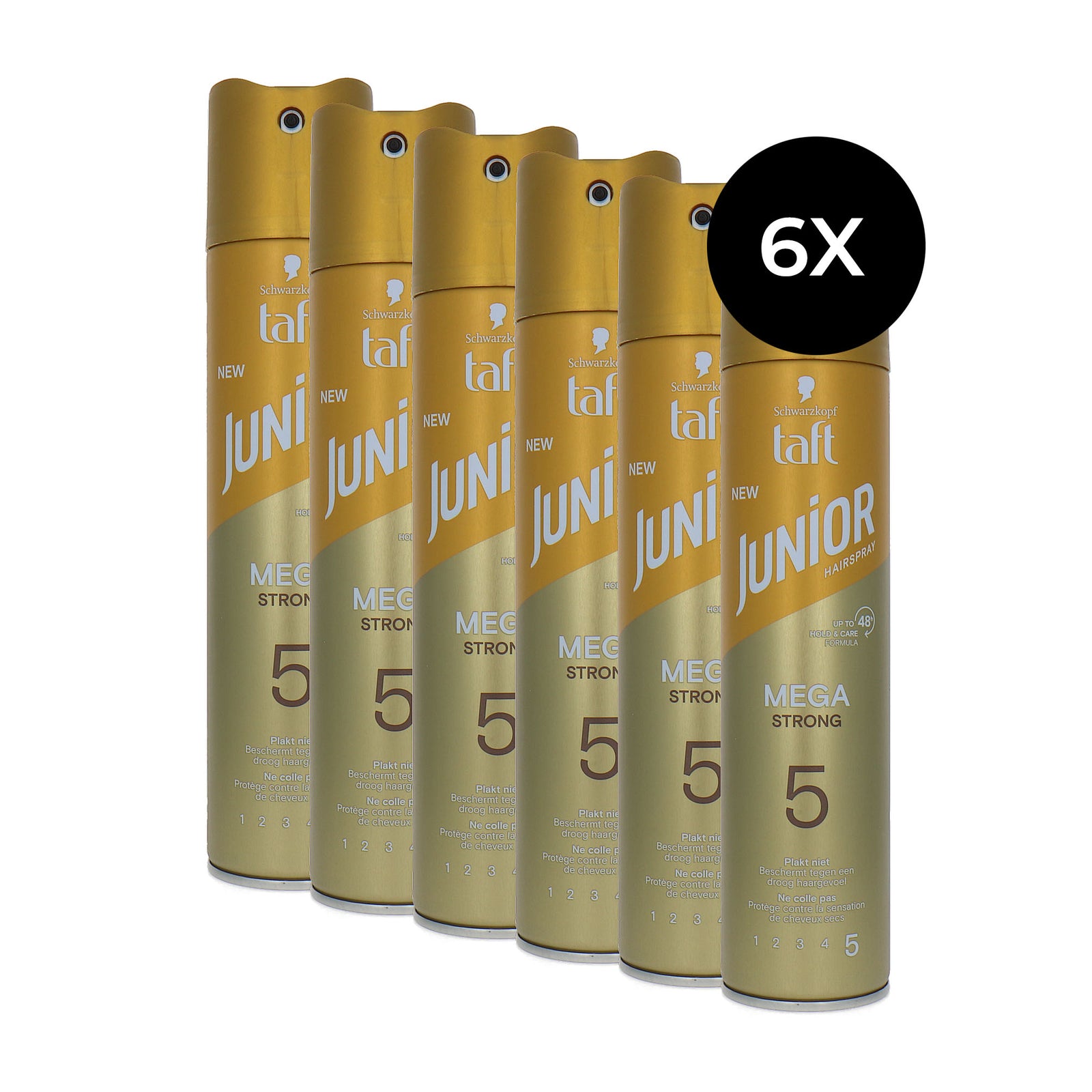 Schwarzkopf Taft Junior Mega Strong Hairspray - 6 x 250 ml