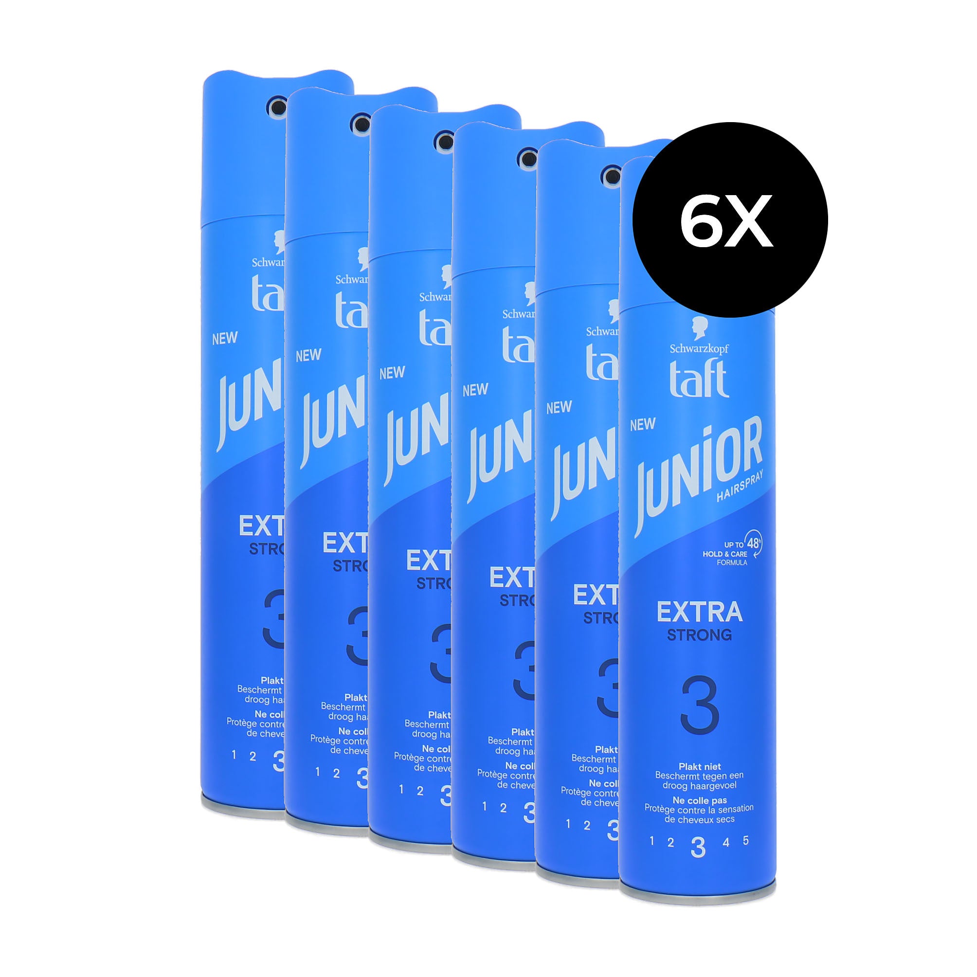 Schwarzkopf Taft Junior Hairspray 3 Extra Strong - 6 x 250 ml