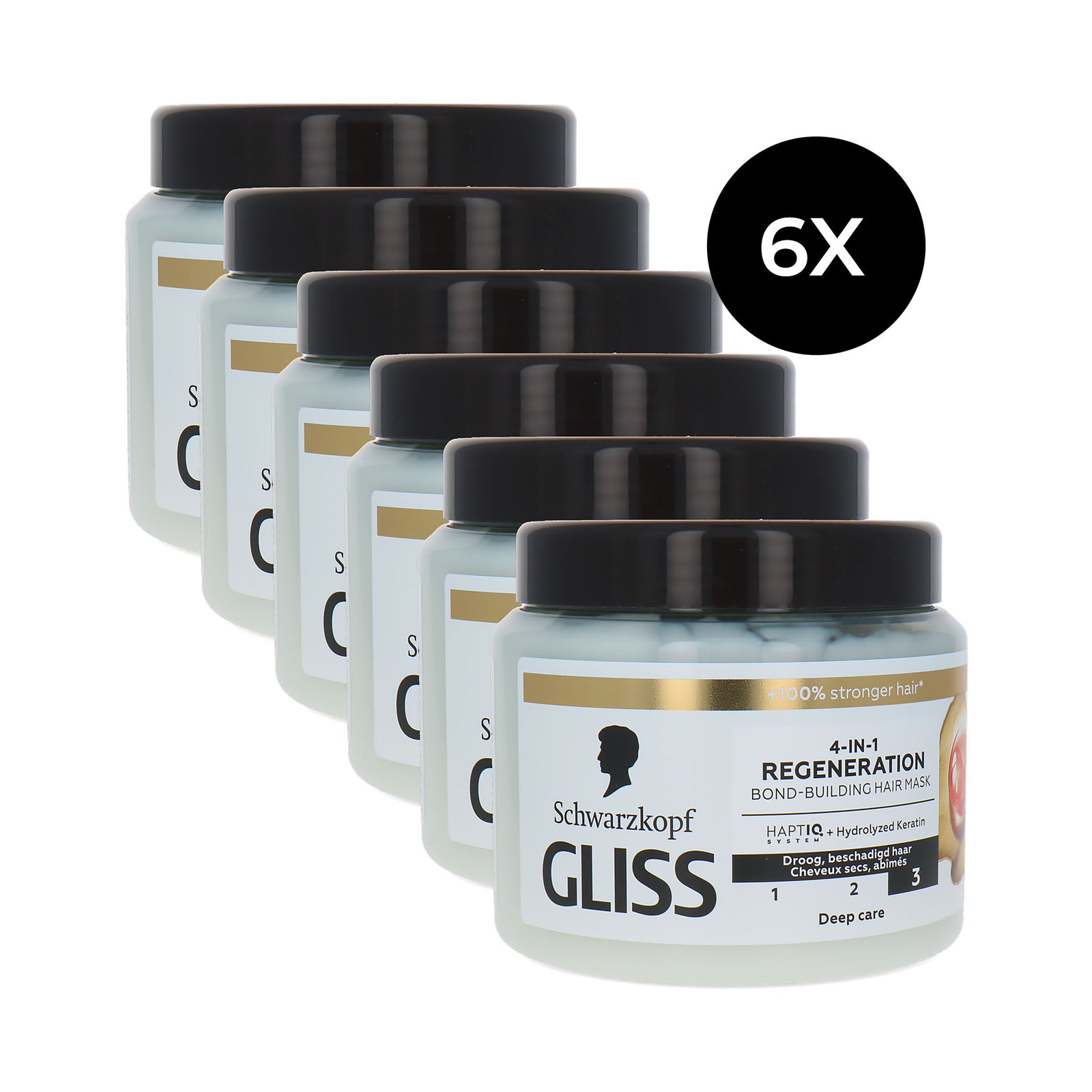 Schwarzkopf Gliss 4-in1 Regeneration Bond-Building Hair Mask - 6 x 400 ml