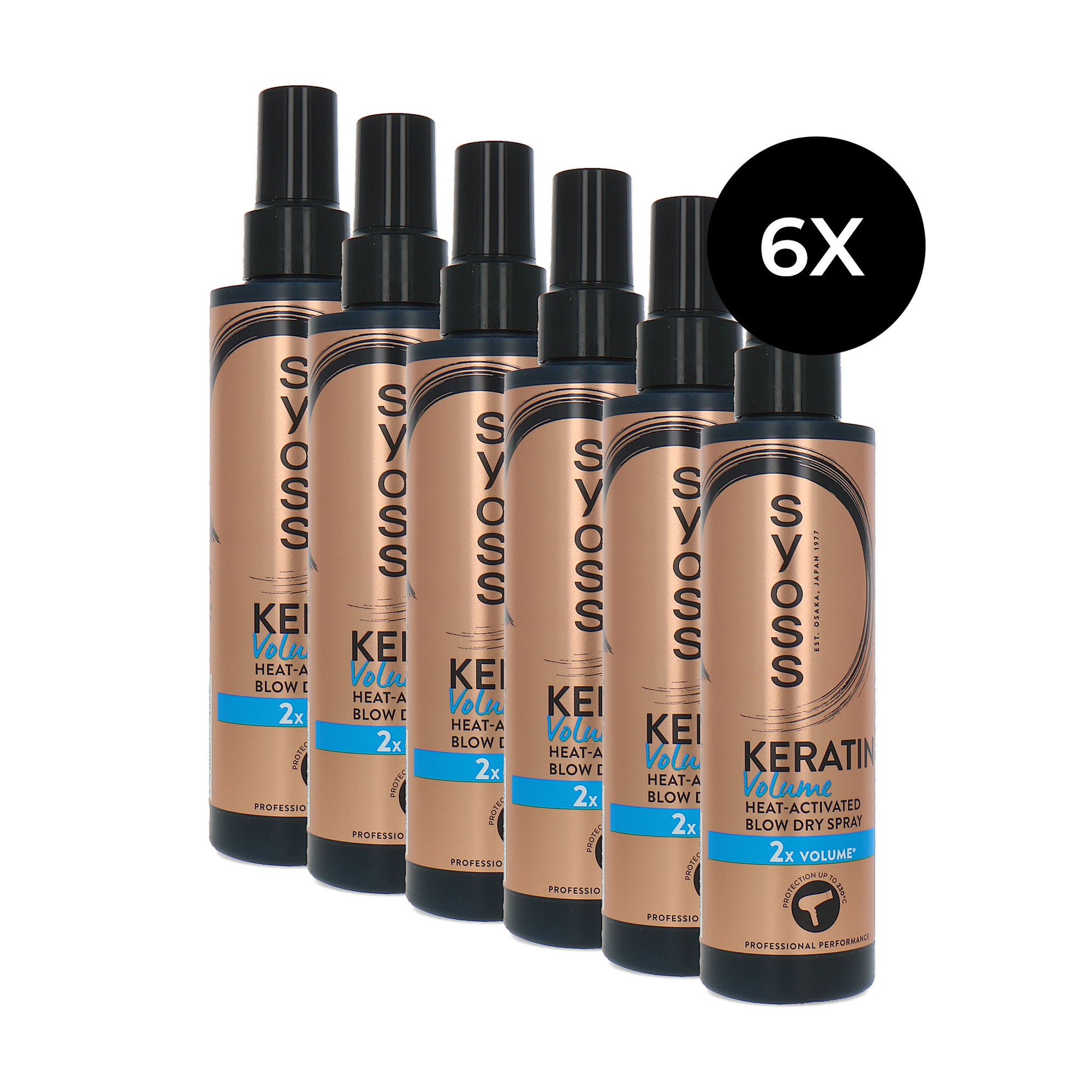 Syoss Keratin Volume Heat Activated Blow Dry Spray - 6 x 200 ml