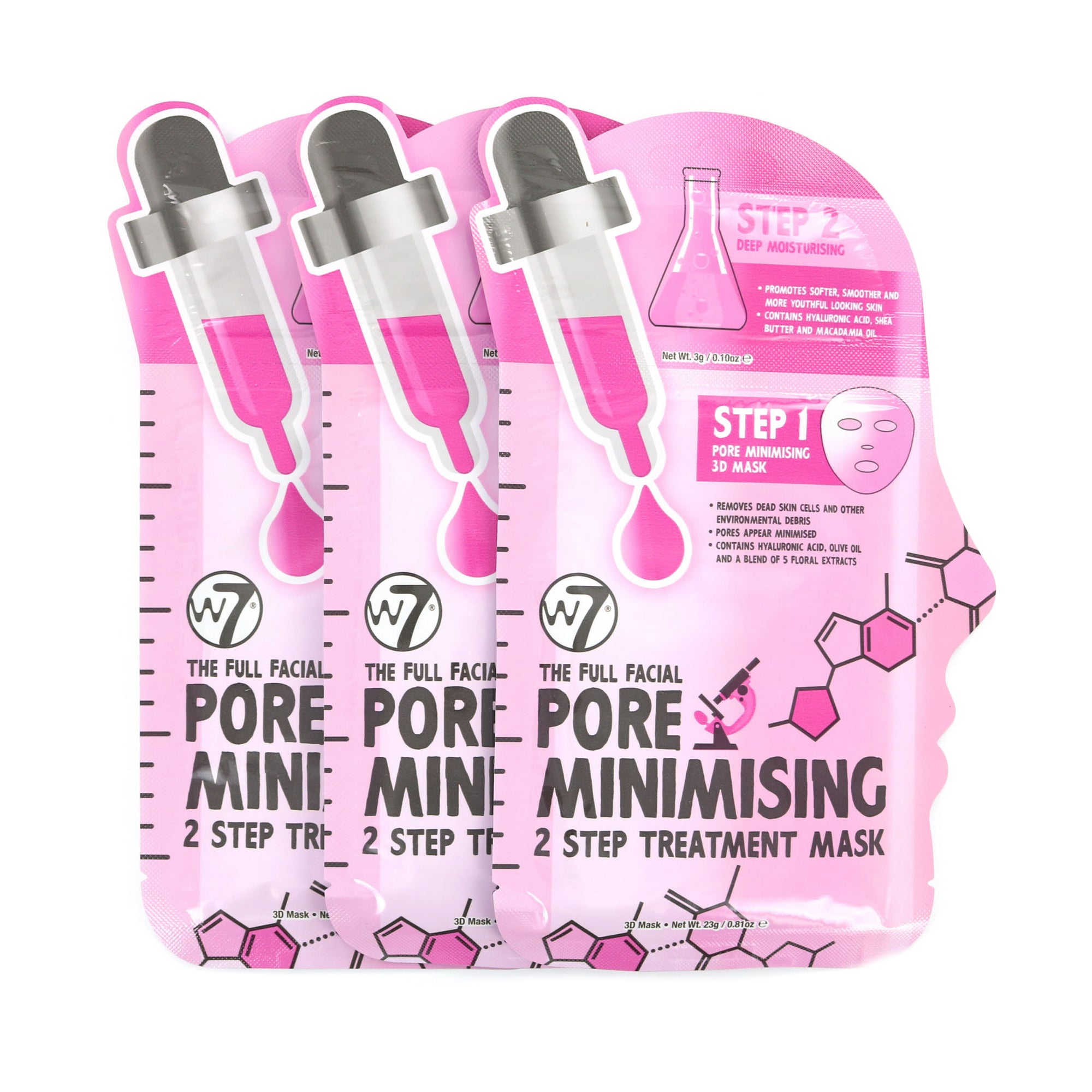 W7 Full Facial 3D Pore Minimising Masker (3 Stuks)