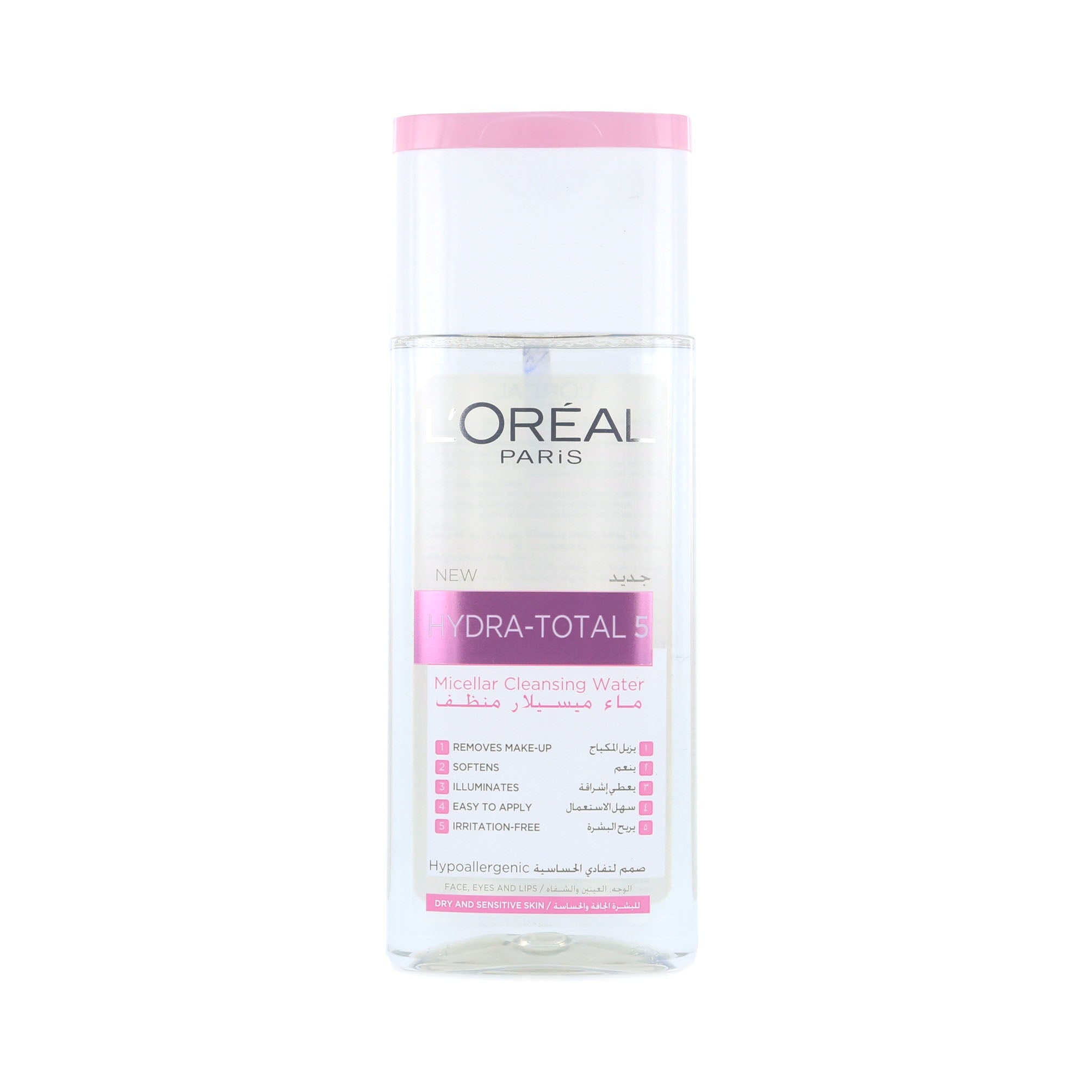 L'Oréal Hydra-Total 5 Micellar Cleansing Water - 200 ml (voor droge en gevoelige Huid)