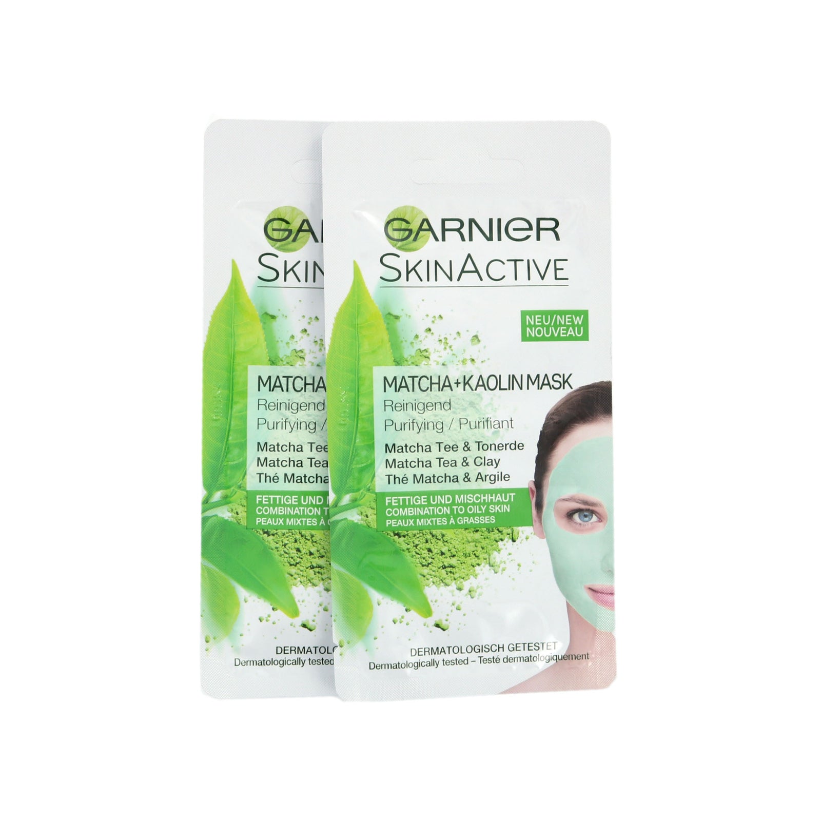 Garnier SkinActive Matcha Tea & Clay Masker - 2 x 8 ml (voor vette en gecombineerde huid)