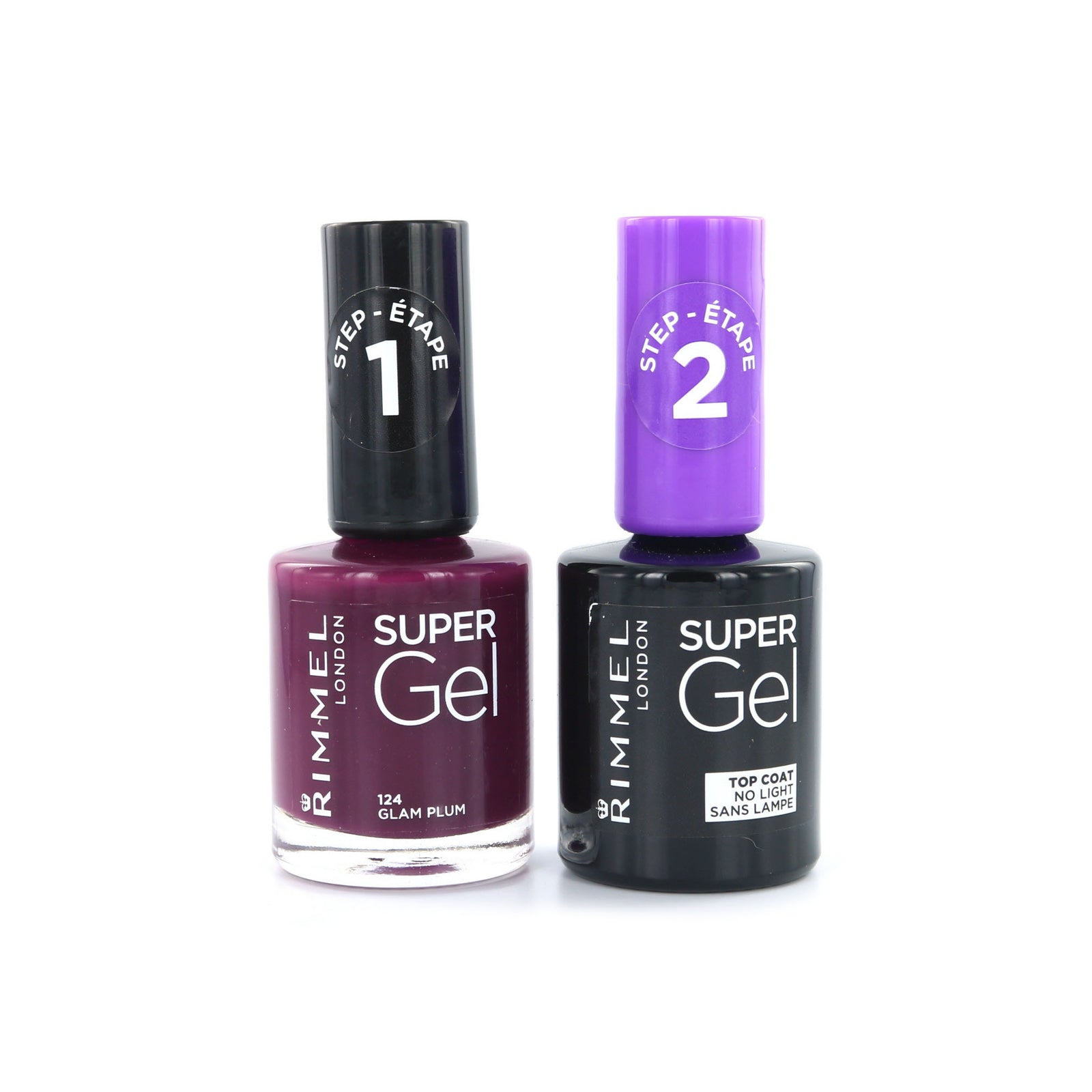Rimmel Super Gel Duo Nagellak - 124 Glam Plum + Topcoat (zonder doosje)