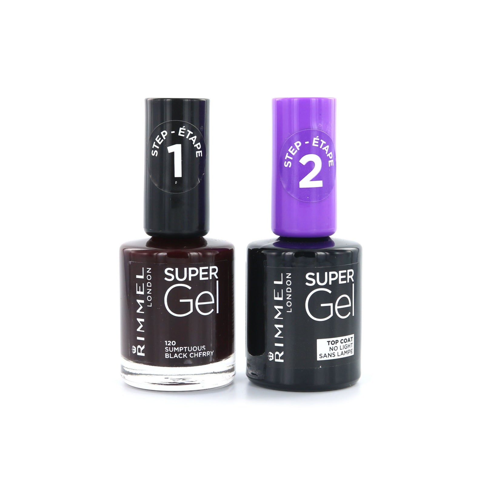 Rimmel Super Gel Duo Nagellak - 120 Sumptuous Black Cherry + Topcoat (zonder doosje)