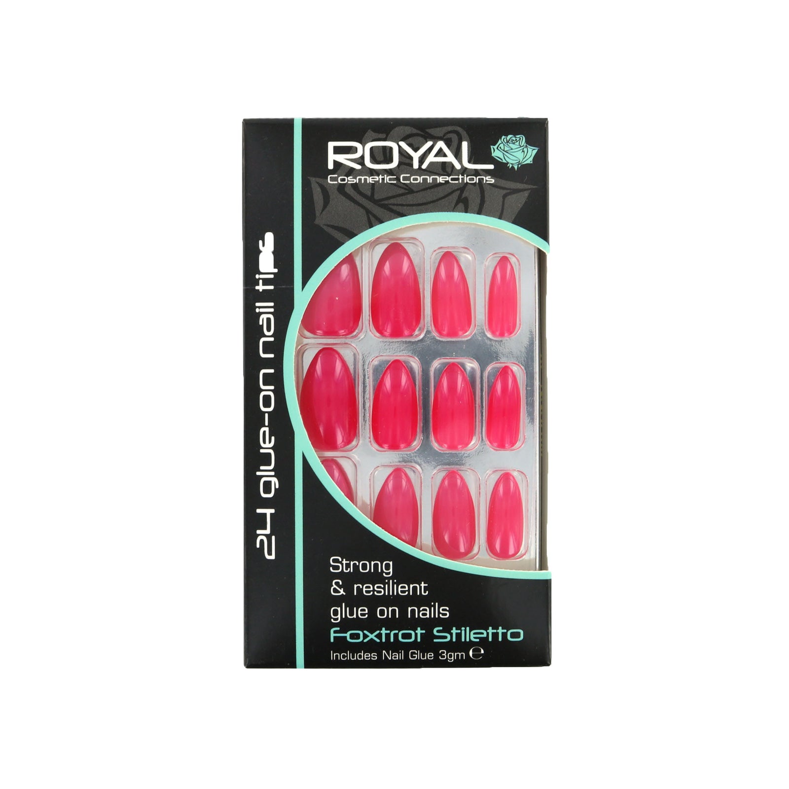 Royal 24 Stiletto Glue-On Nail Tips - Foxtrot (met nagellijm)