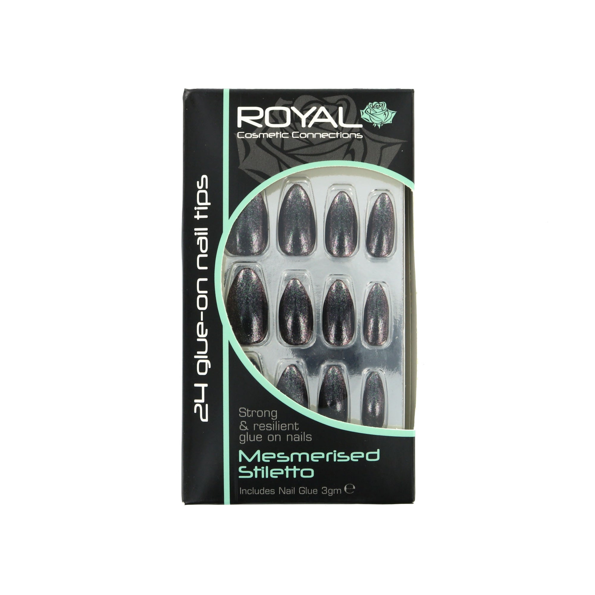 Royal 24 Stiletto Glue-On Nail Tips - Mesmerised (met nagellijm)
