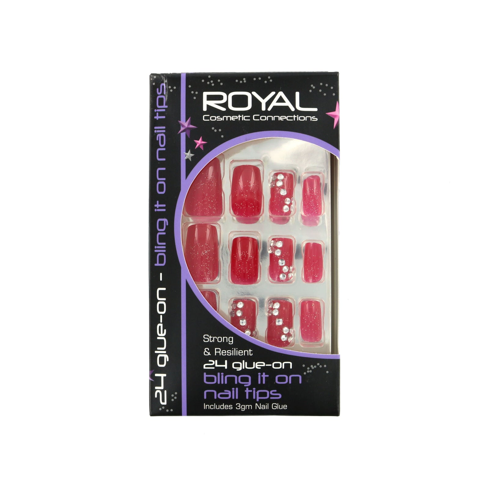 Royal 24 Bling It On Glue-On Nail Tips - Red (met nagellijm)