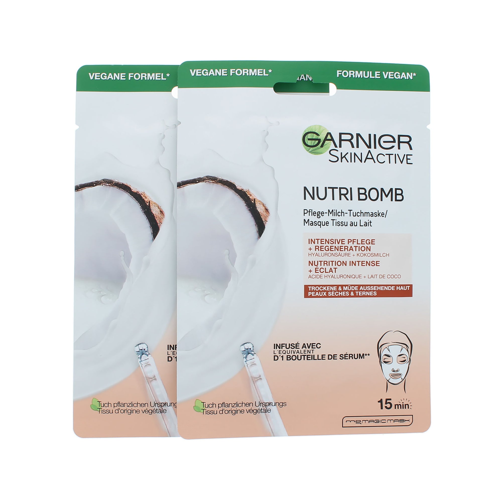 Garnier Skin Active Nutri Bomb Vegan Masker - Coco (set van 2)