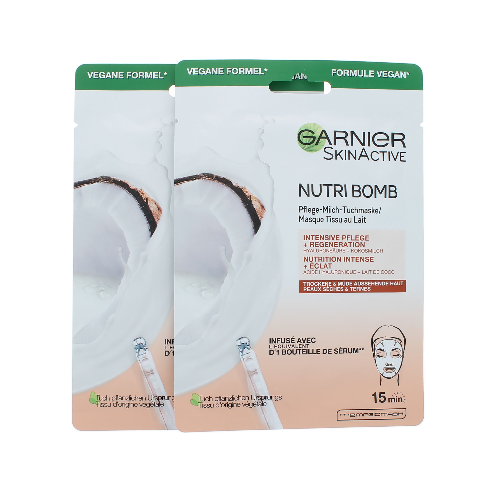 Garnier Skin Active Nutri Bomb Vegan Masker - Coco (set van 2)