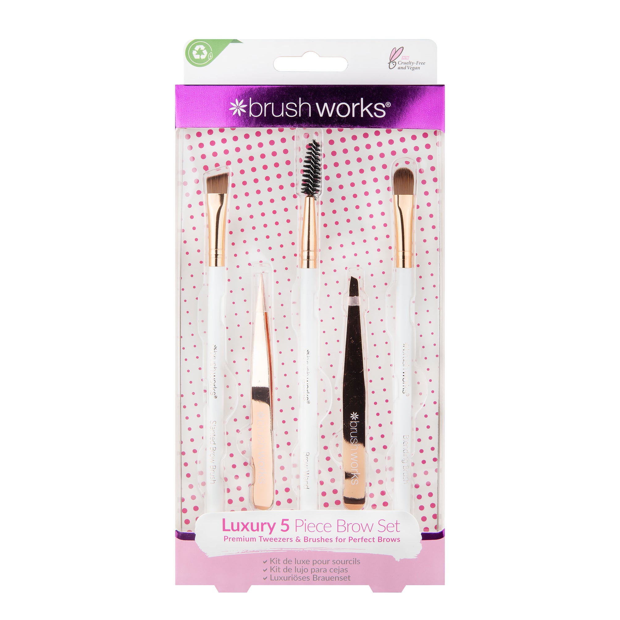 Brushworks Luxury 5 Piece Brow Set - White