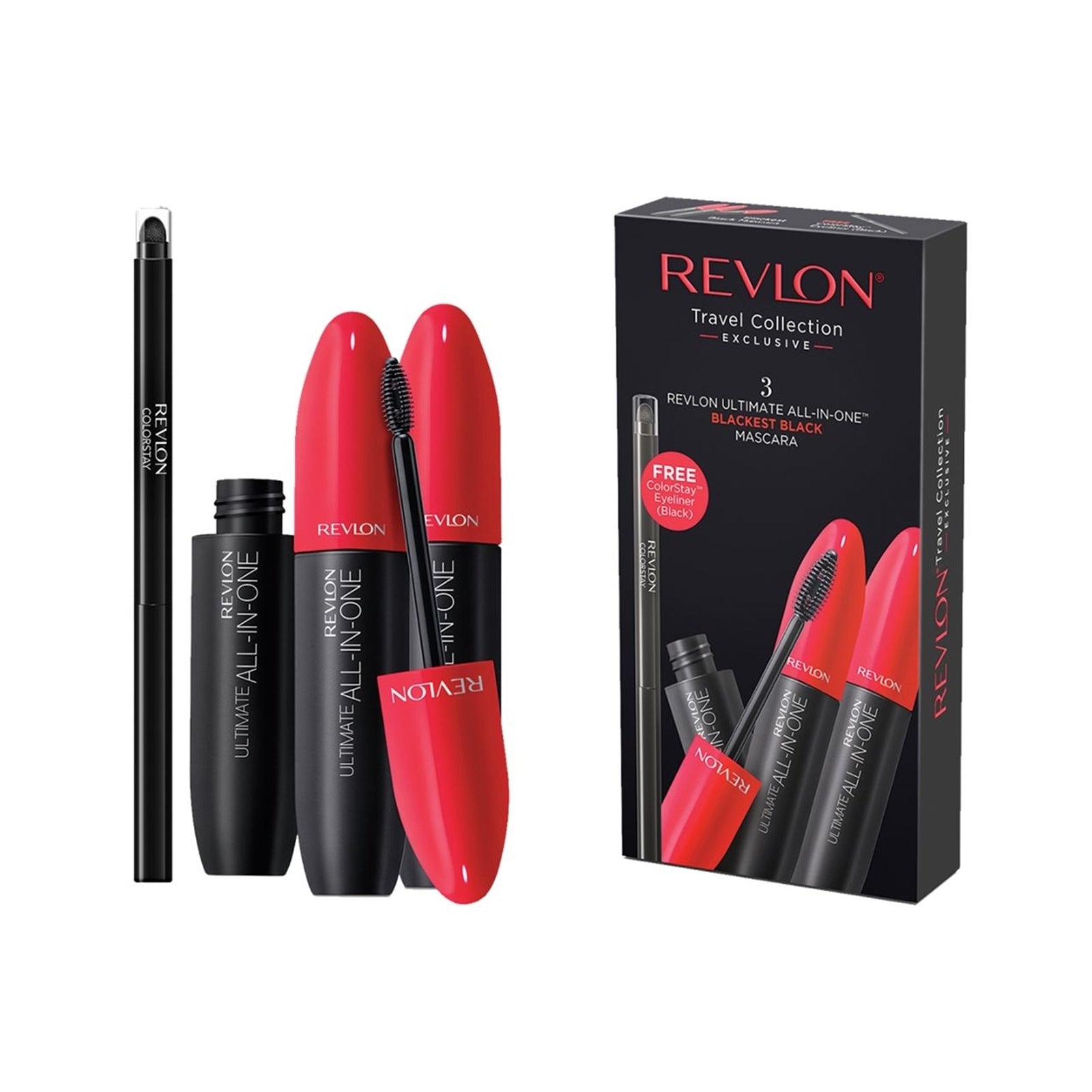 Revlon 3x Ultimate All-in-One Mascara - Blackest Black (+ Gratis Colorstay Eyeliner - Zwart)