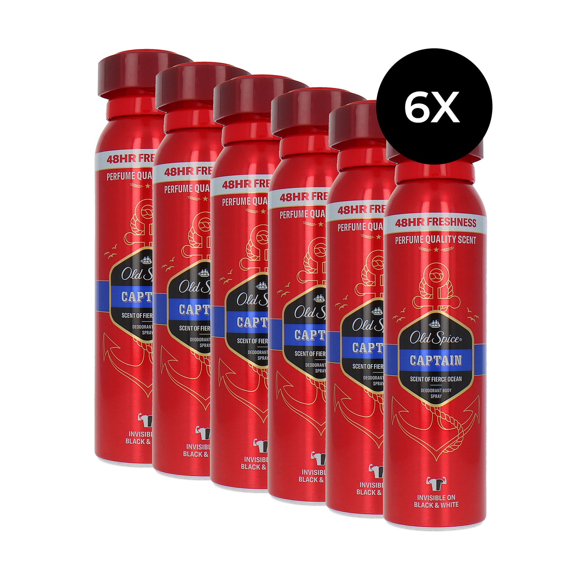 Old Spice Deodorant-Body Spray Captain - 6 x 150 ml