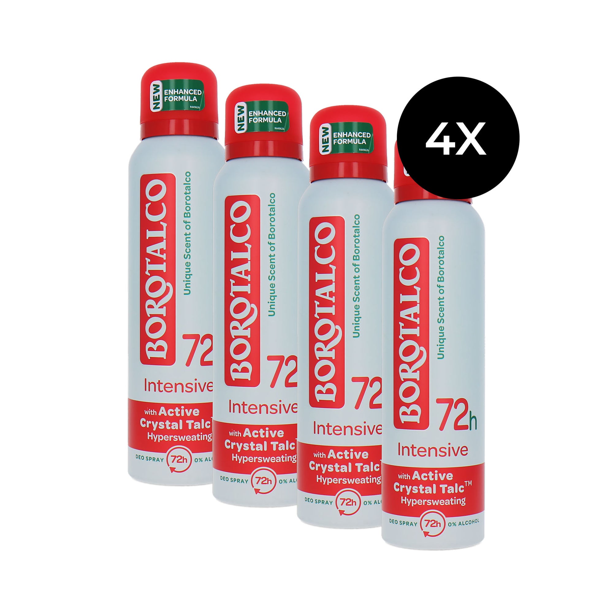 Borotalco 72H Intensive Deodorant Spray - 4 x 150 ml