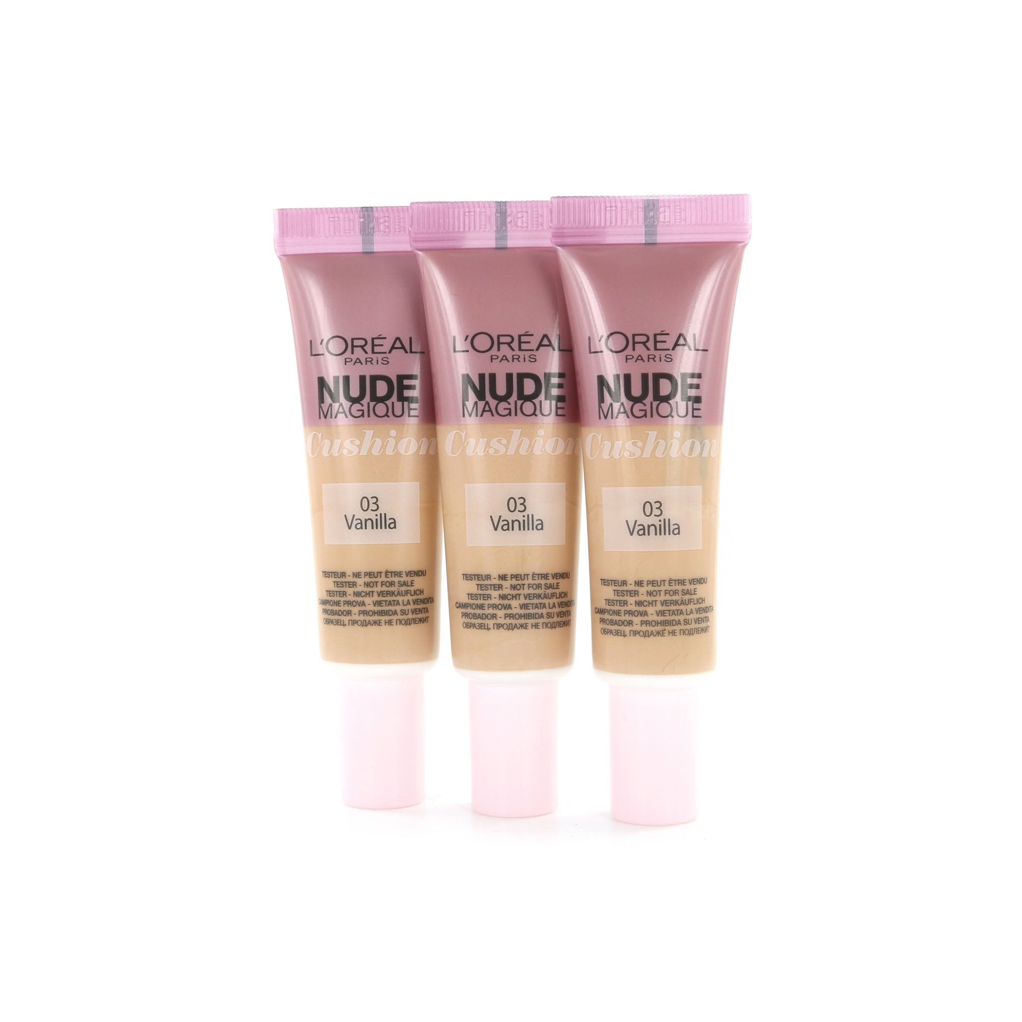 L'Oréal Nude Magique Cushion Dewy Glow Foundation - 03 Vanilla (Testers 3 x 8 gr)