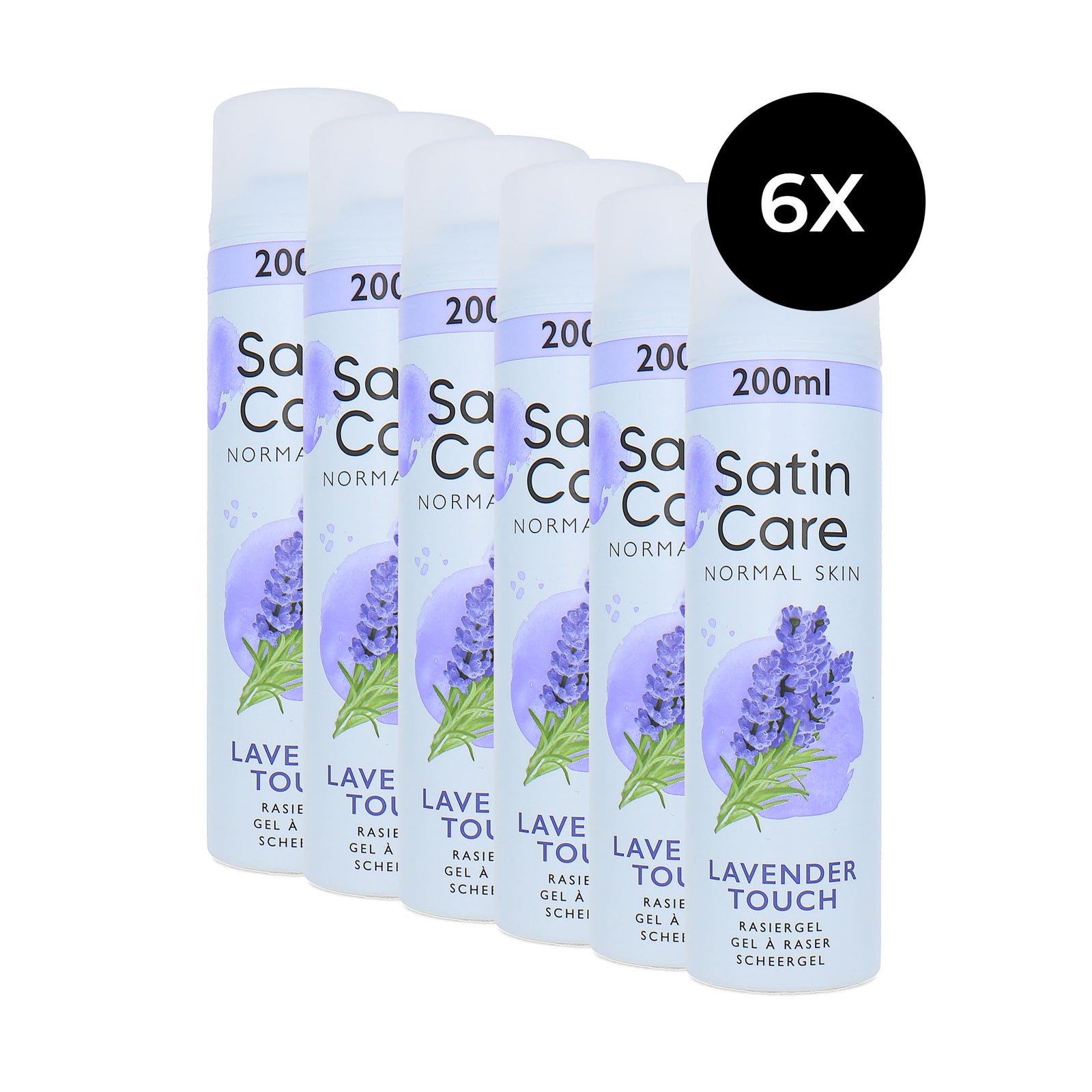 Gillette Satin Care Dry Skin Shave Gel Lavender Touch - 6 x 200 ml