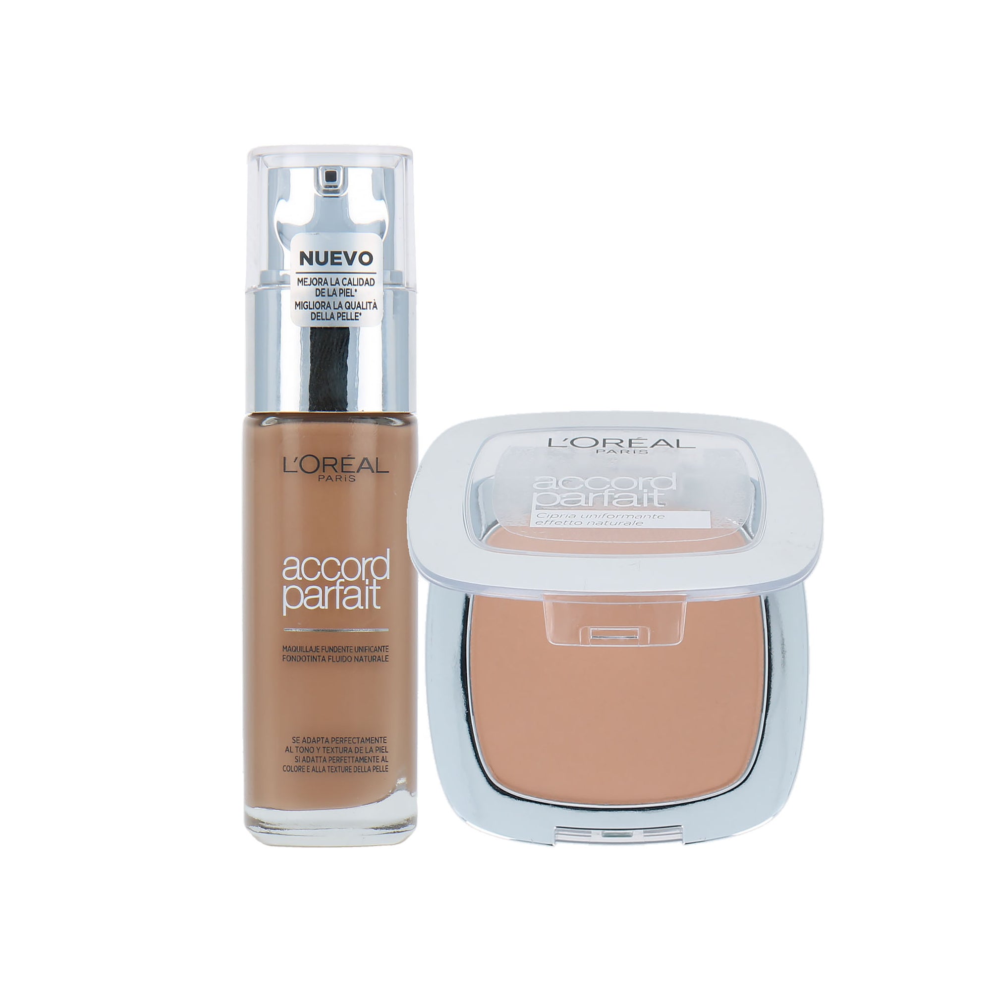 L'Oréal Accord Parfait Foundation & Powder - 7.D/7.W Golden Amber (set van 2)