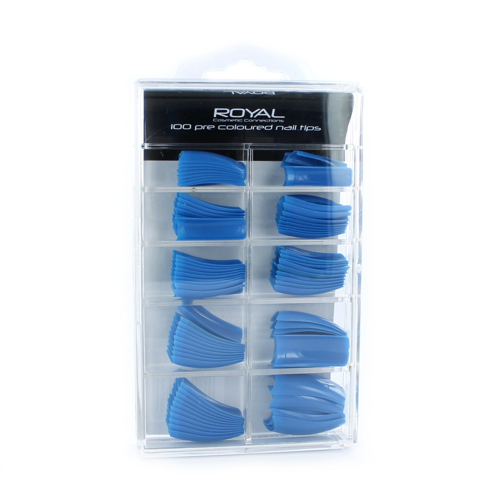 Royal 100 Pre Coloured Nail Tips - Blue