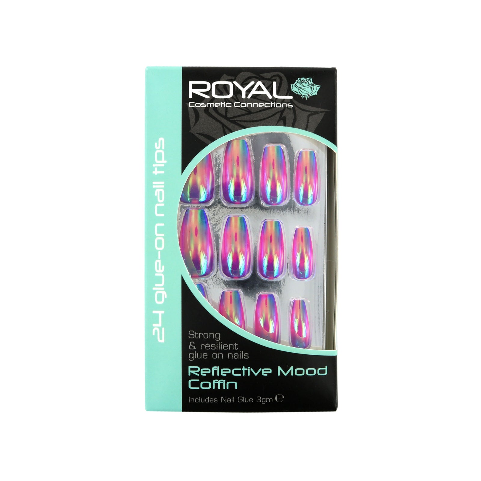Royal 24 Coffin Glue-On Nail Tips - Reflective Mood (met nagellijm)