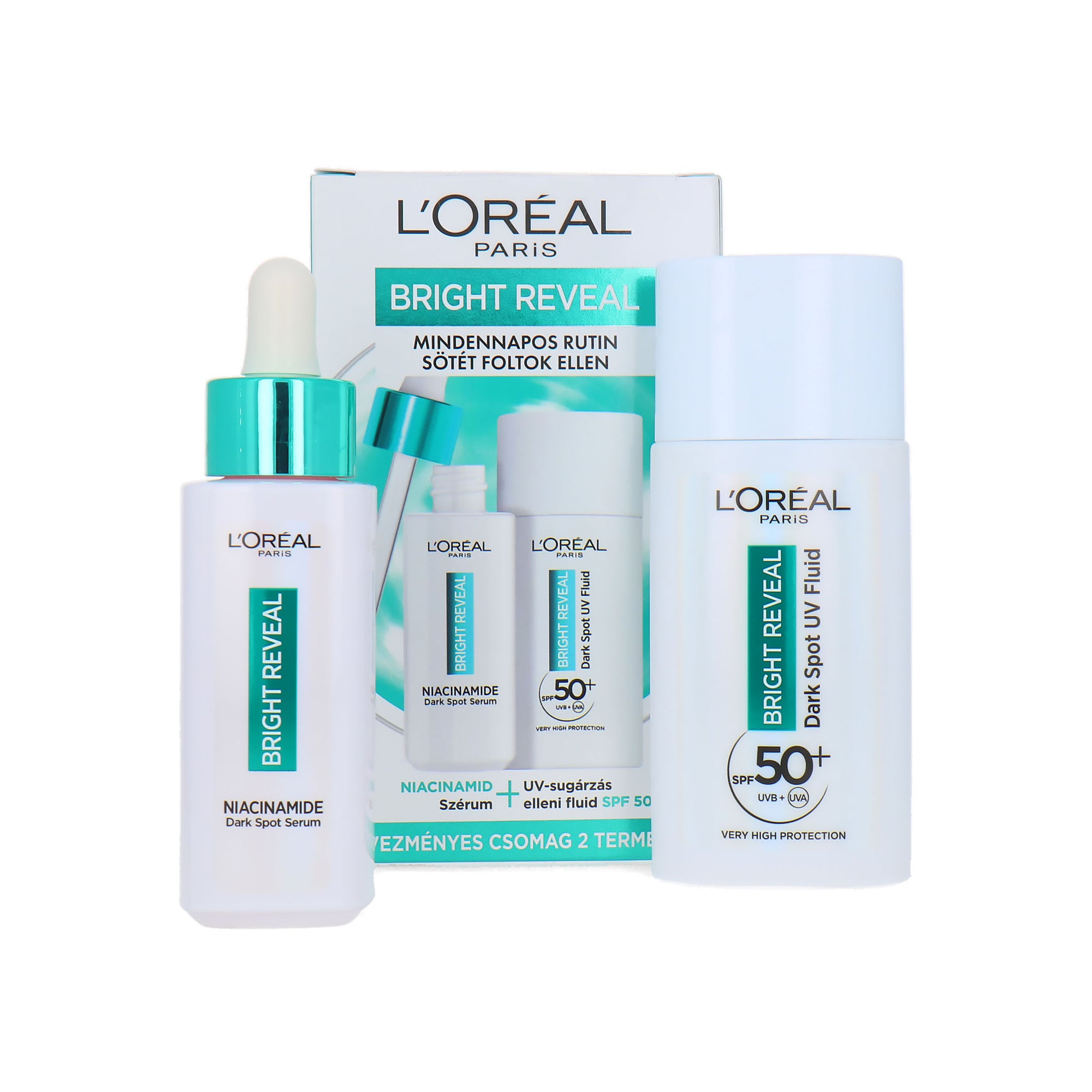 L'Oréal Bright Reveal Dark Spot Serum + UV Fluid SPF 50+ - 80 ml