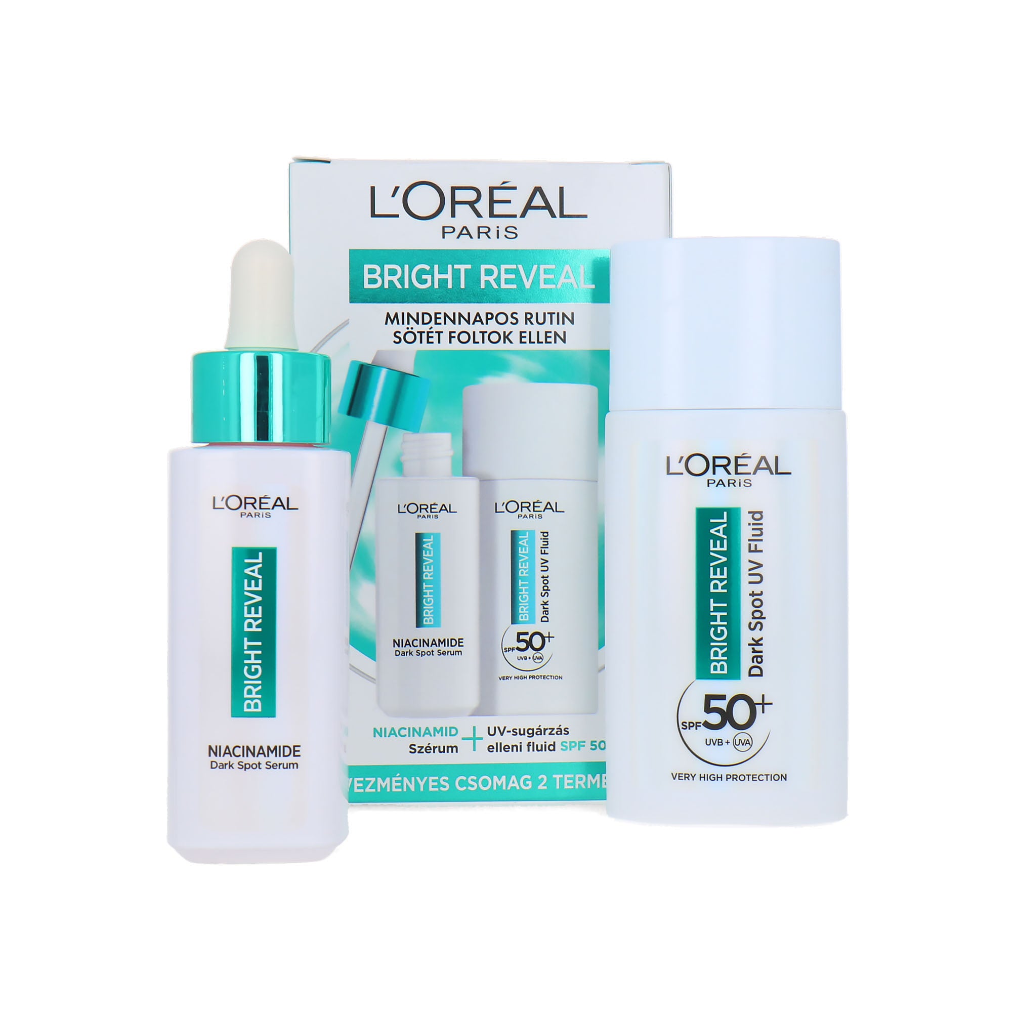 L'Oréal Bright Reveal Dark Spot Serum + UV Fluid SPF 50+ - 80 ml