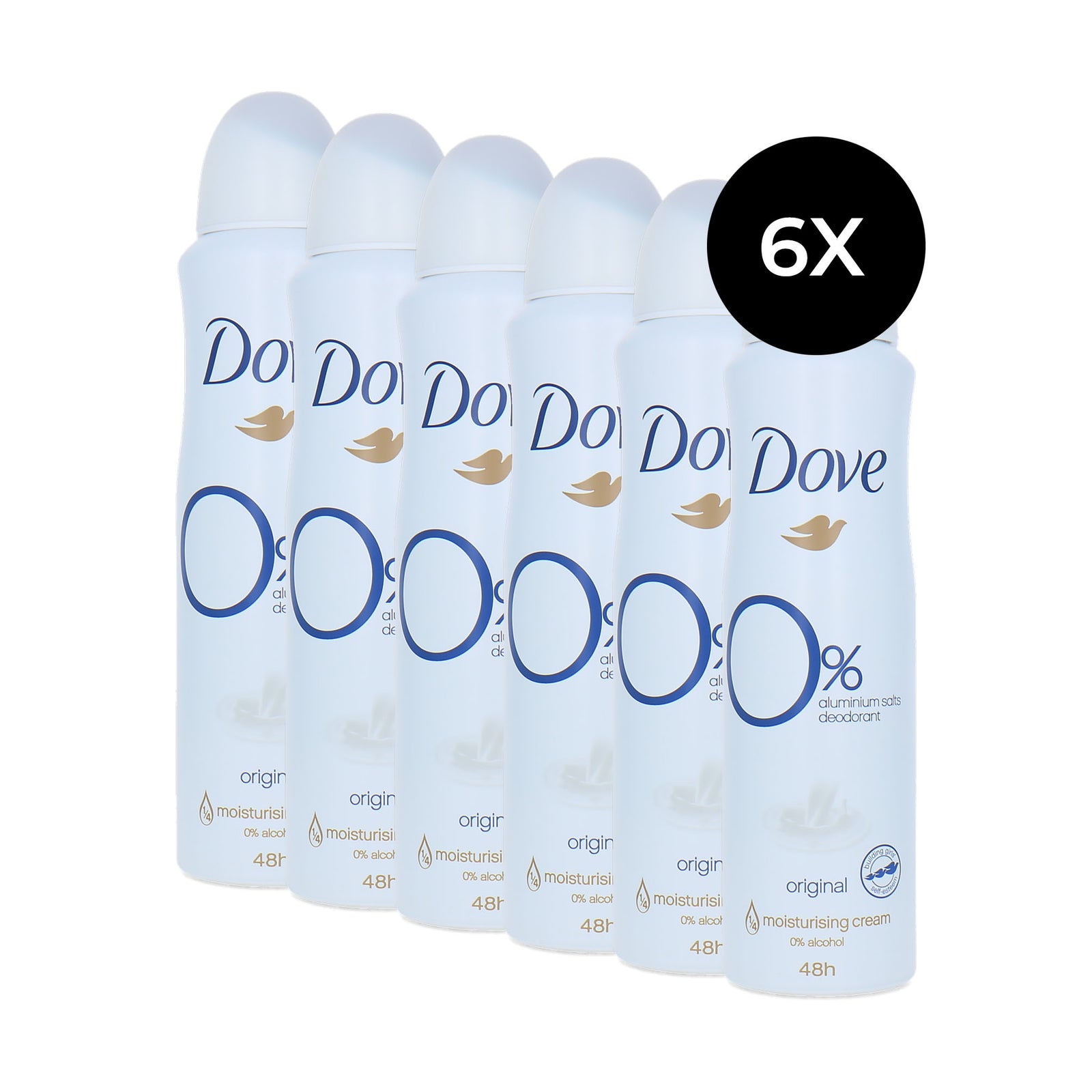 Dove Original Deospray 0% Aluminiumsalze - 6 x 150 ml