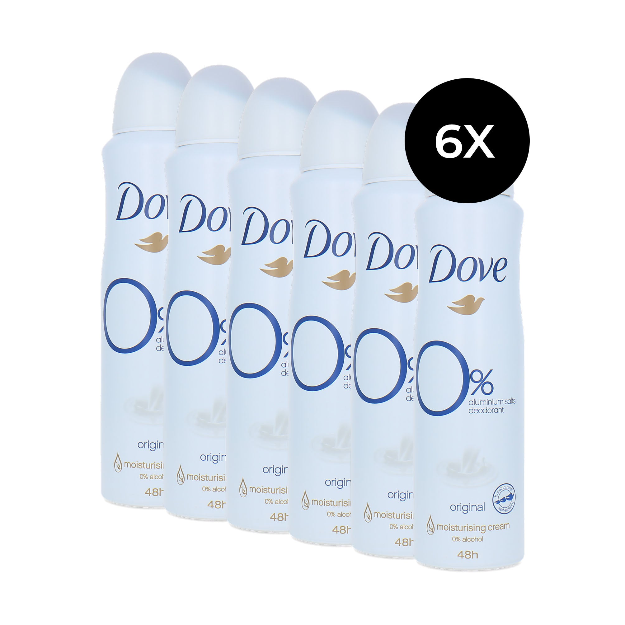 Dove Original 0% Aluminium Salts Deodorant Spray - 6 x 150 ml