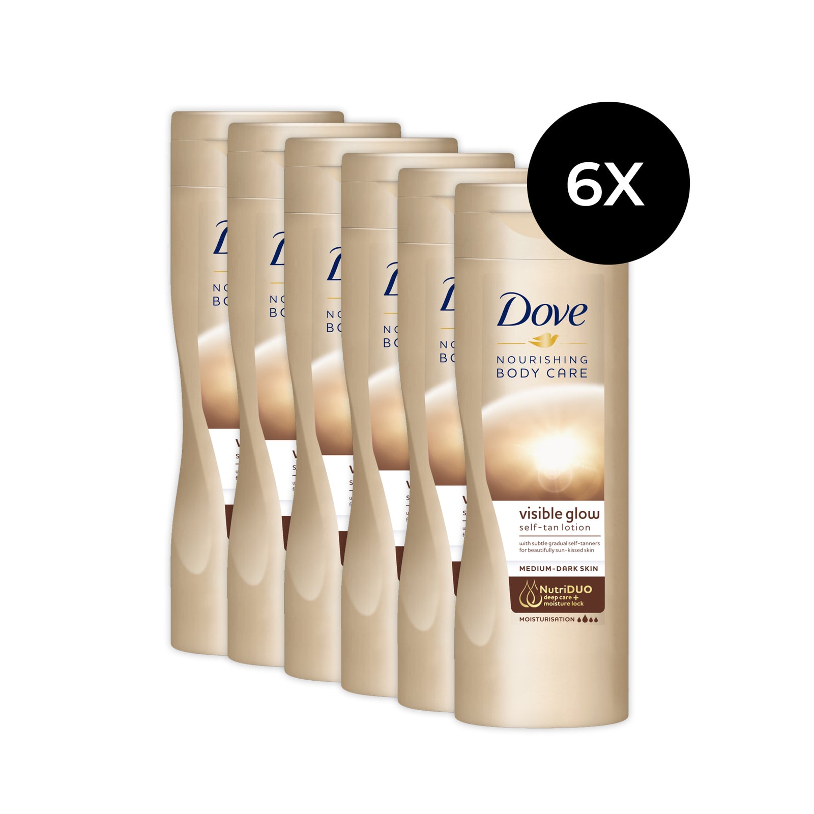Dove Nourishing Body Care Visible Glow Self-Tan Lotion 250 ml - fair-medium (6 stuks)