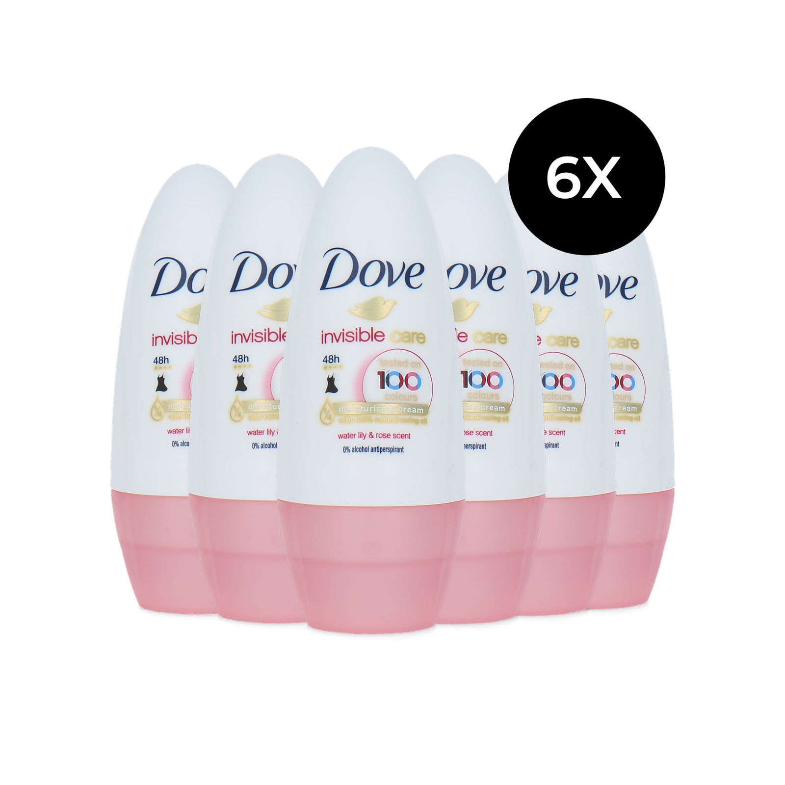 Dove Invisible Care Deodorant Roller Water Lily & Rose Scent - 6 x 50 ml