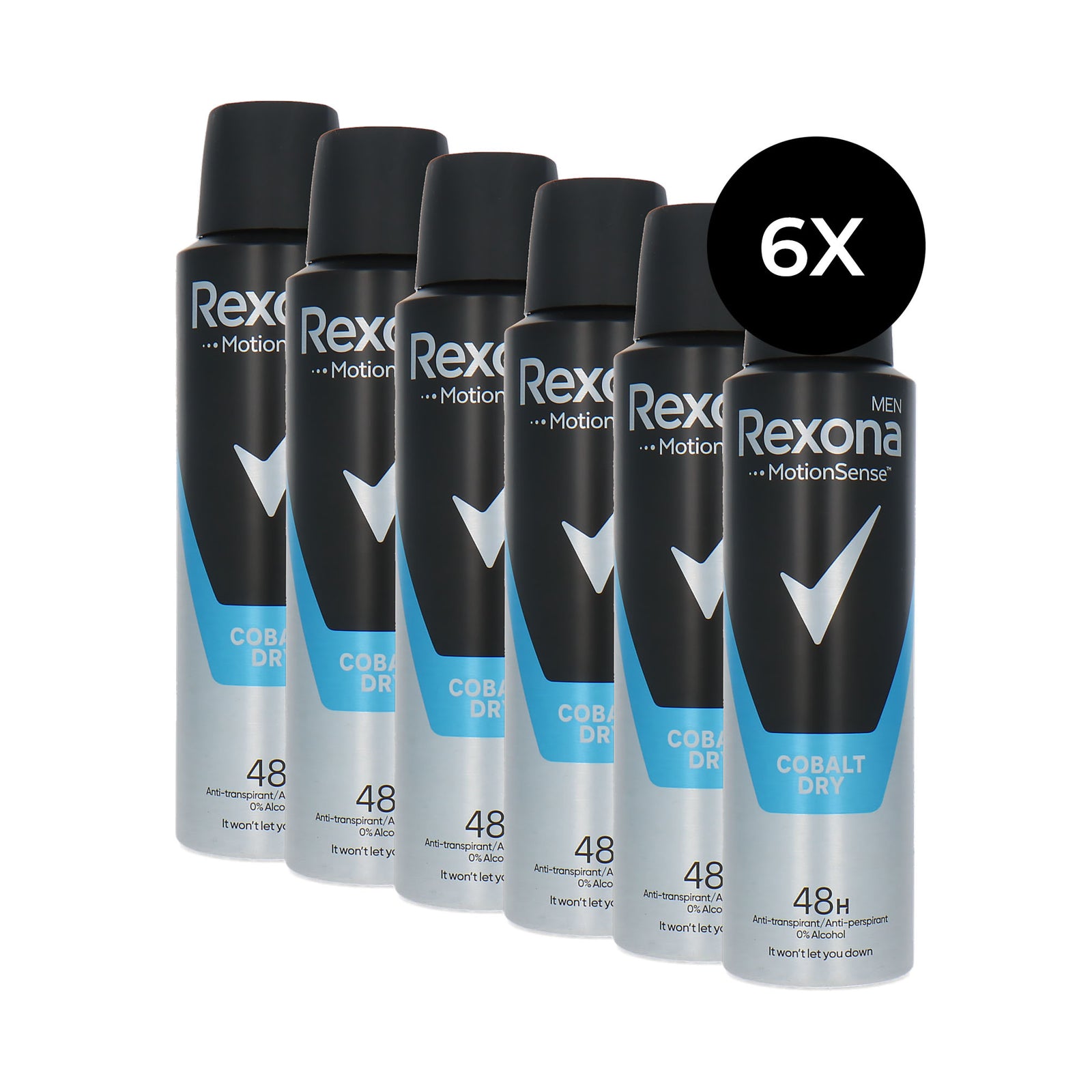 Rexona Men Motion Sense Cobalt Dry Deodorant Spray - 6 x 150 ml