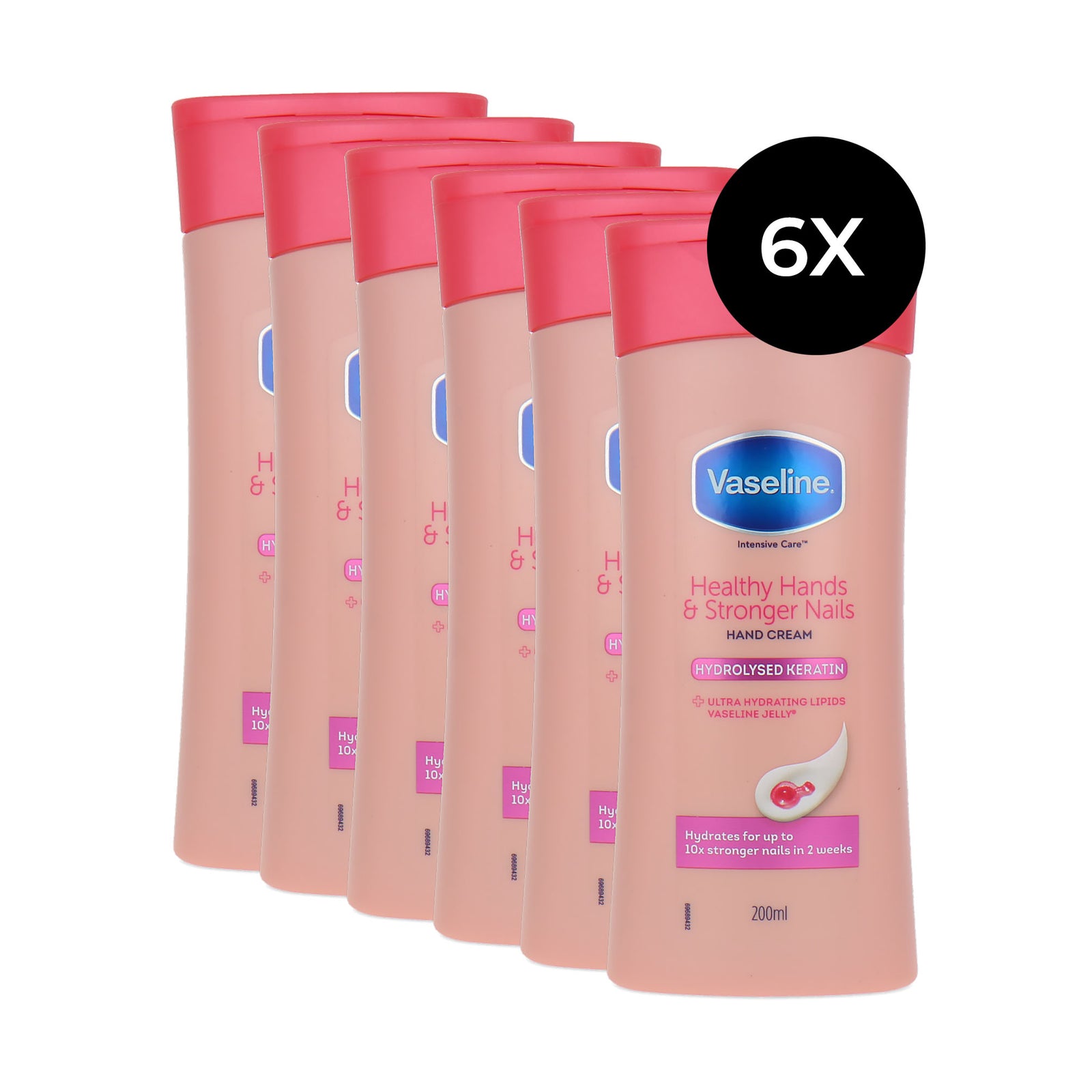Vaseline Healthy Hands & Stronger Nails Handcrème - 6 x 200 ml