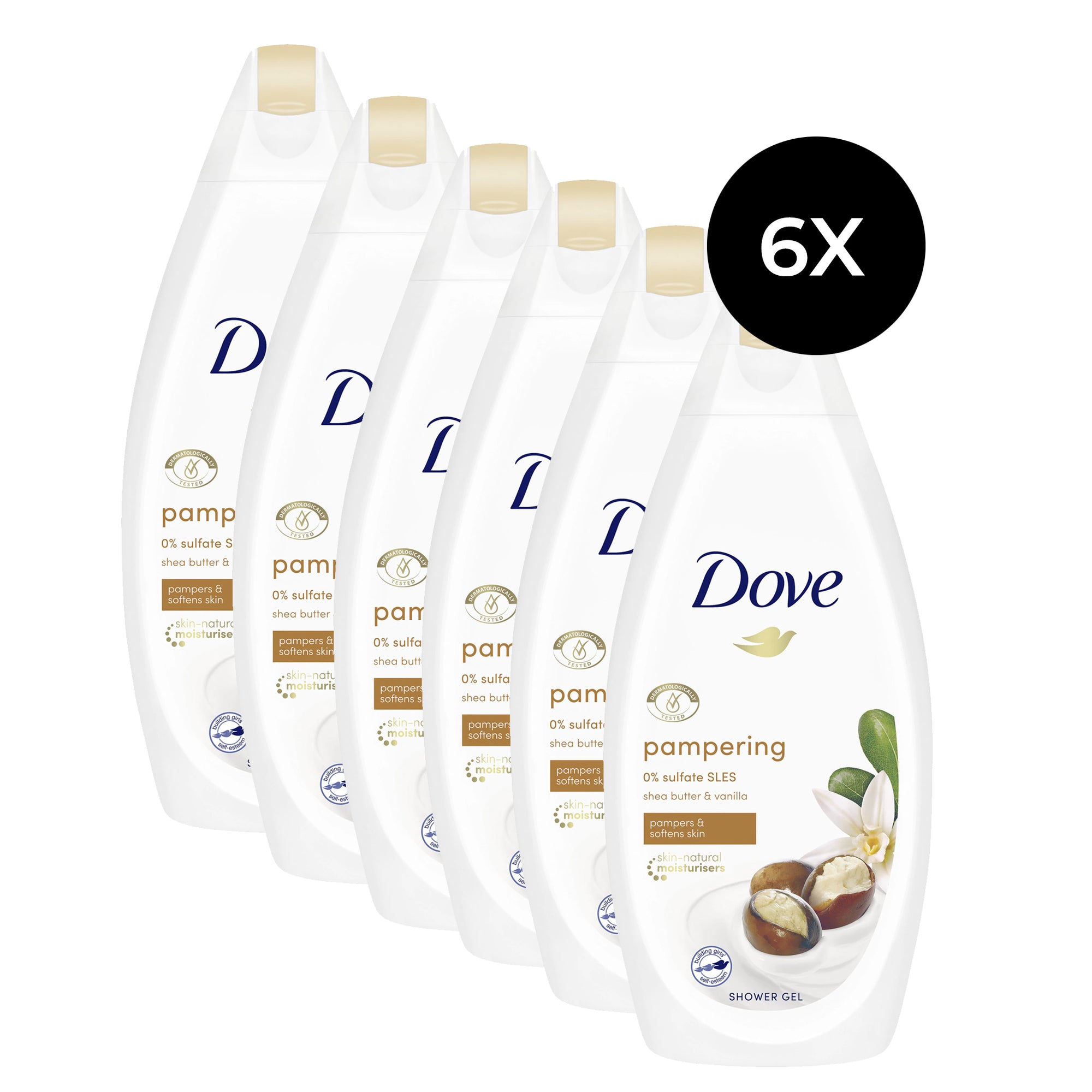 Dove Pampering Shower Gel - 6 x 500 ml
