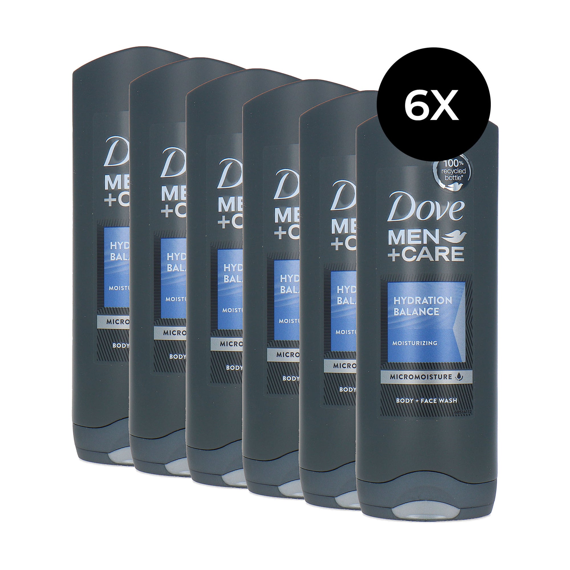Dove Men+ Care Hydration Balance Body + Face Wash - 6 x 250 ml