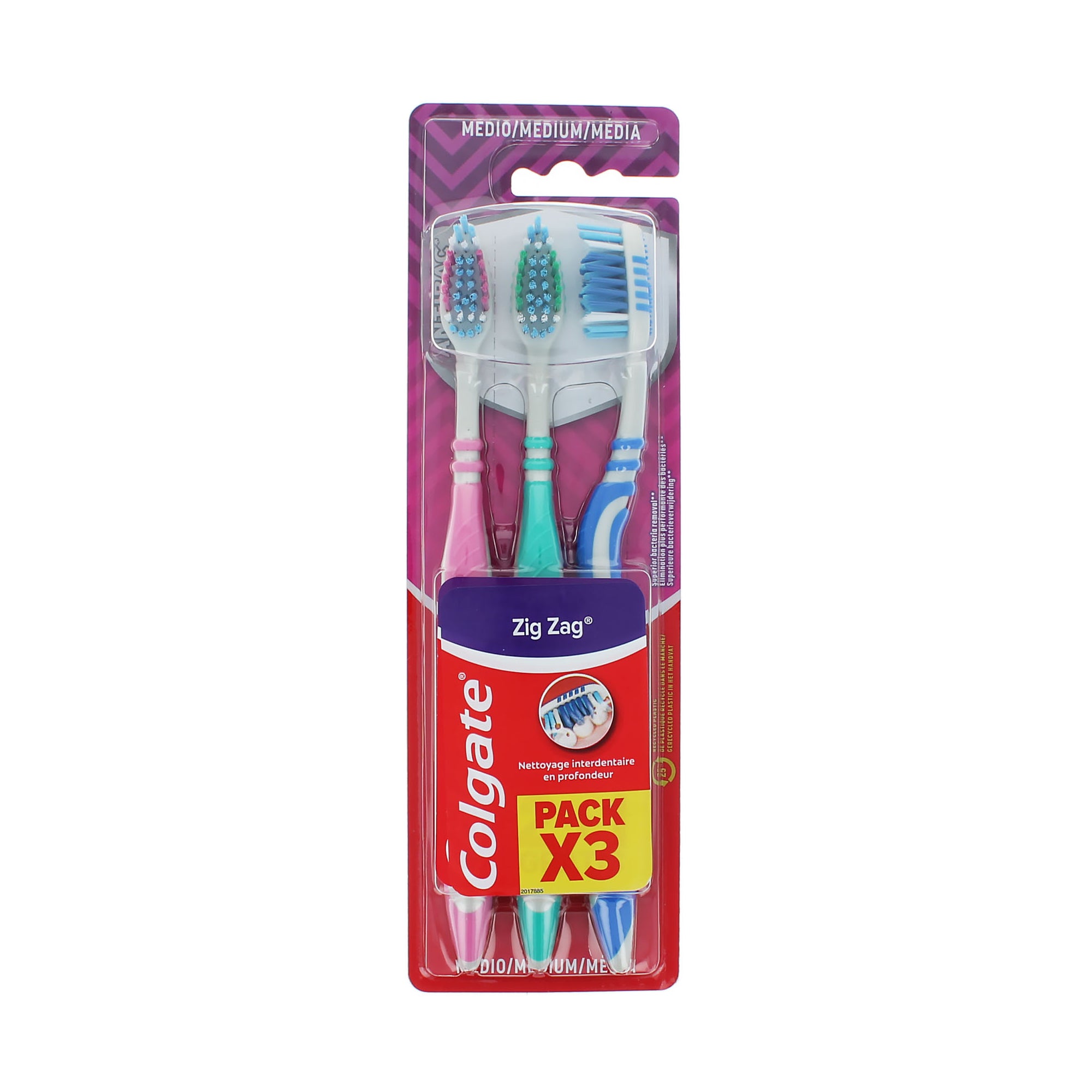 Colgate Zig Zag Pink-Blue-Green Medium - set van 3