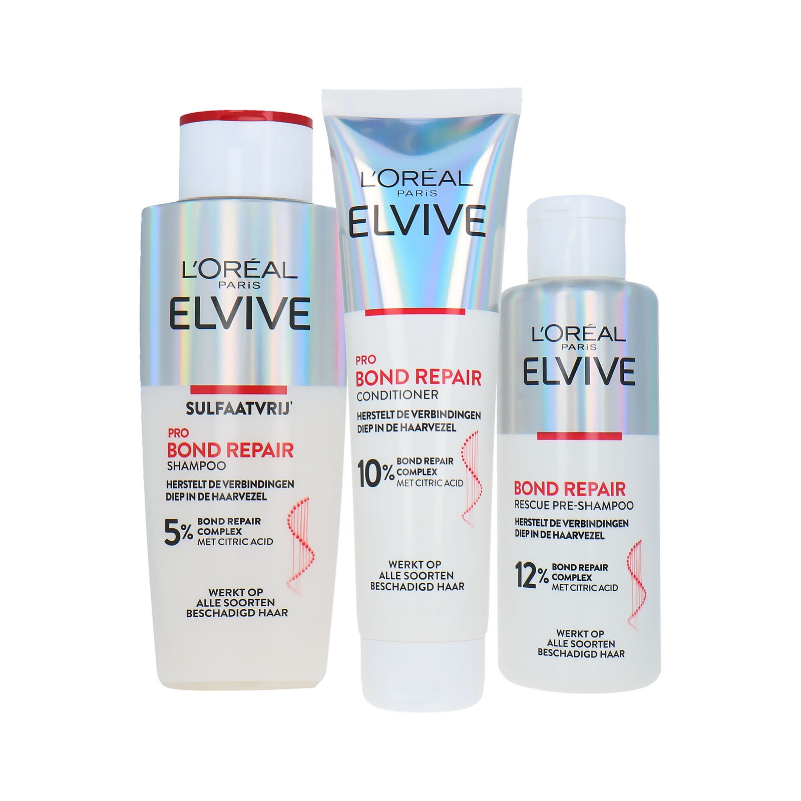 L'Oréal Elvive Bond Repair Pre-Shampoo, Shampoo & Conditioner - 550 ml