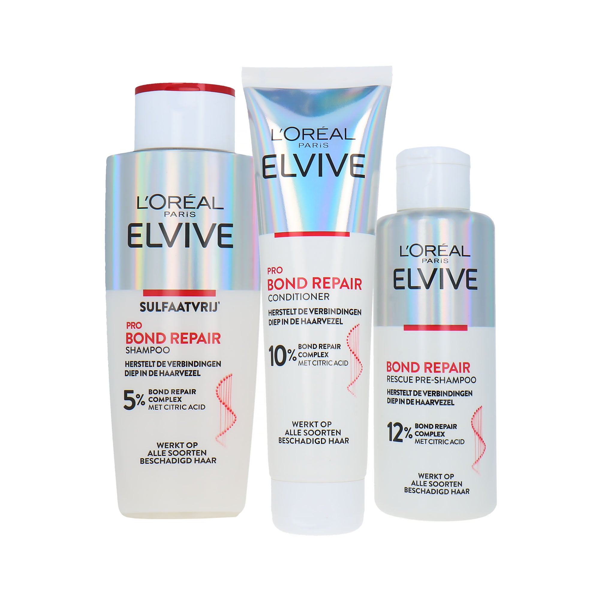 L'Oréal Elvive Bond Repair Pre-Shampoo, Shampoo & Conditioner - 550 ml