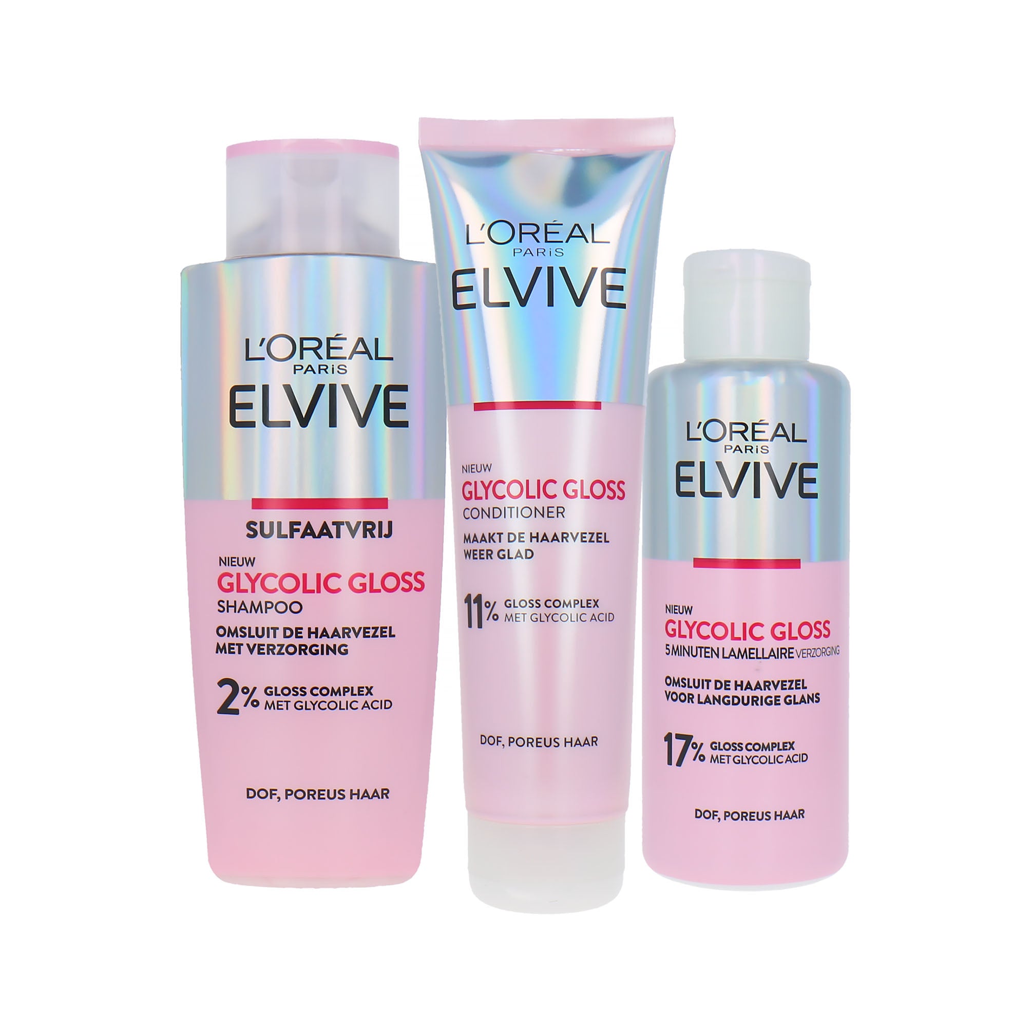 L'Oréal Elvive Glycolic Gloss Shampoo-Conditioner-Lamellar Care - 550 ml