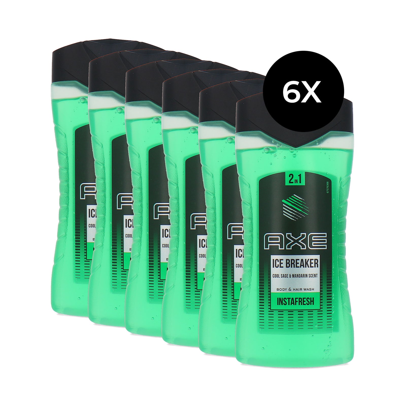 Axe Instafresh 2in1 Body & Hair Wash Ice Breaker - 6 x 250 ml