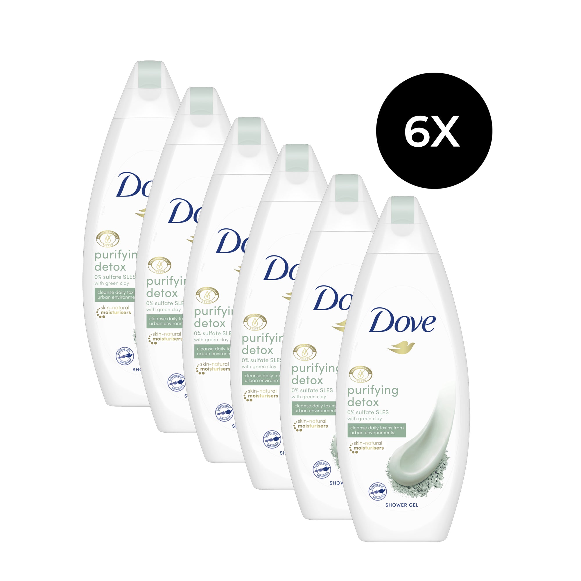 Dove Shower Gel 250 ml - Purifying Detox (6 stuks)