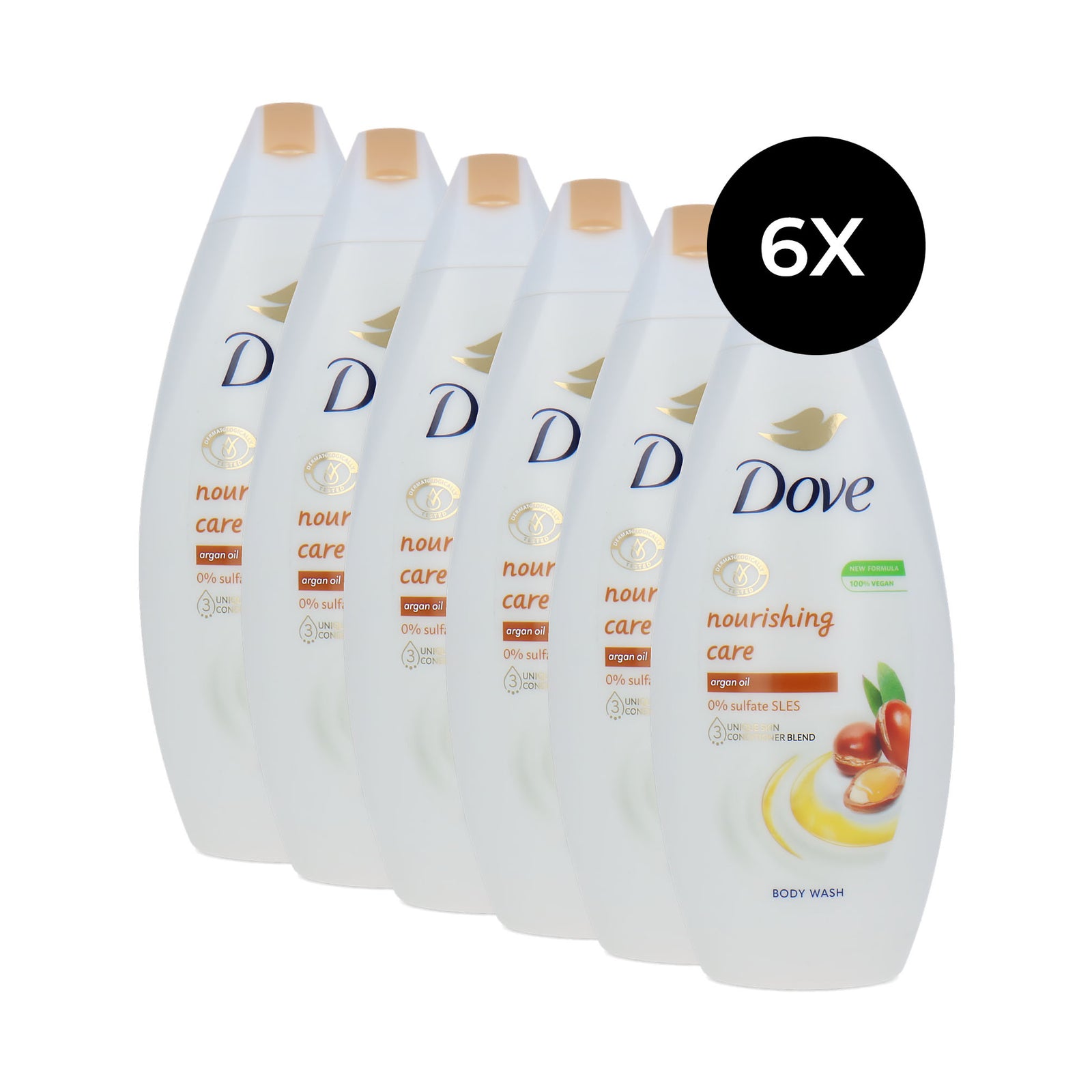 Dove Nourishing Care Body Wash With Argan Oil - 6 x 225 ml