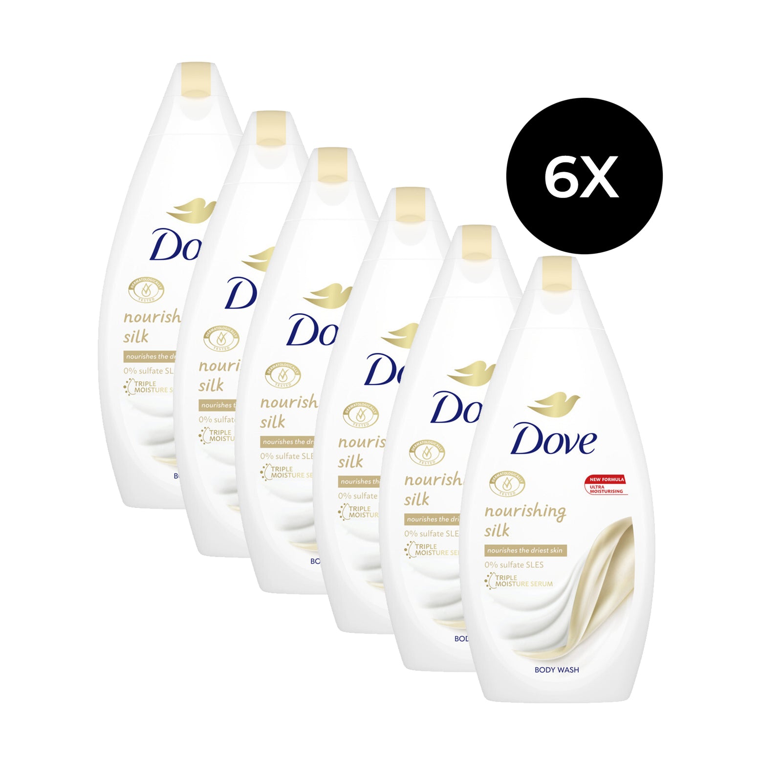 Dove Nourishing Silk Body Wash - 6 x 450 ml