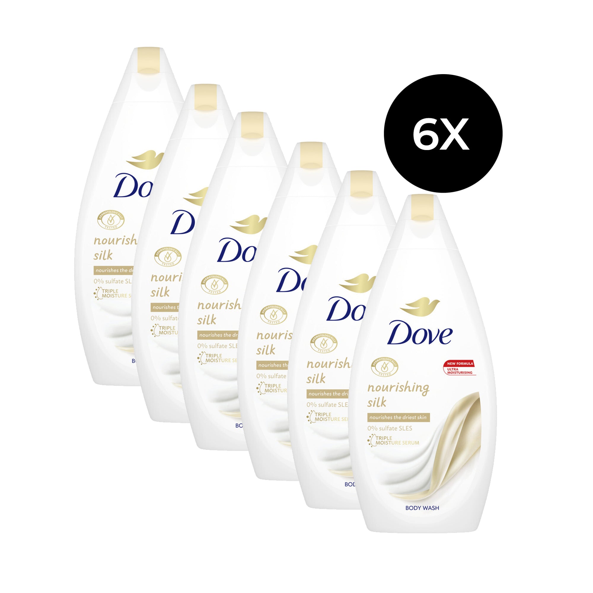 Dove Nourishing Silk Body Wash - 6 x 450 ml