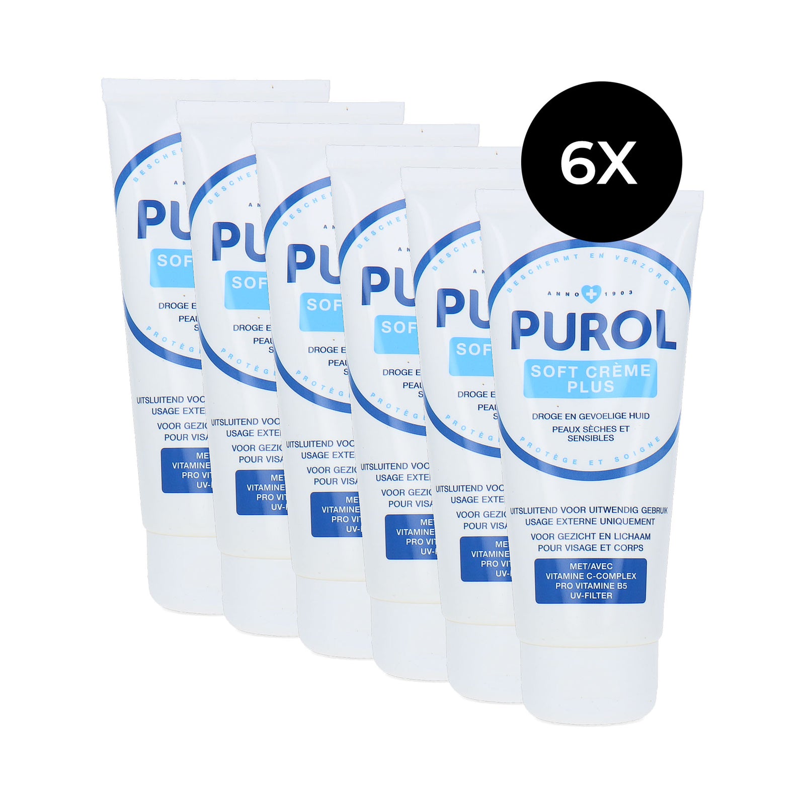 Purol Soft Cream Plus - 6 x 100 ml (voor droge en gevoelige huid)