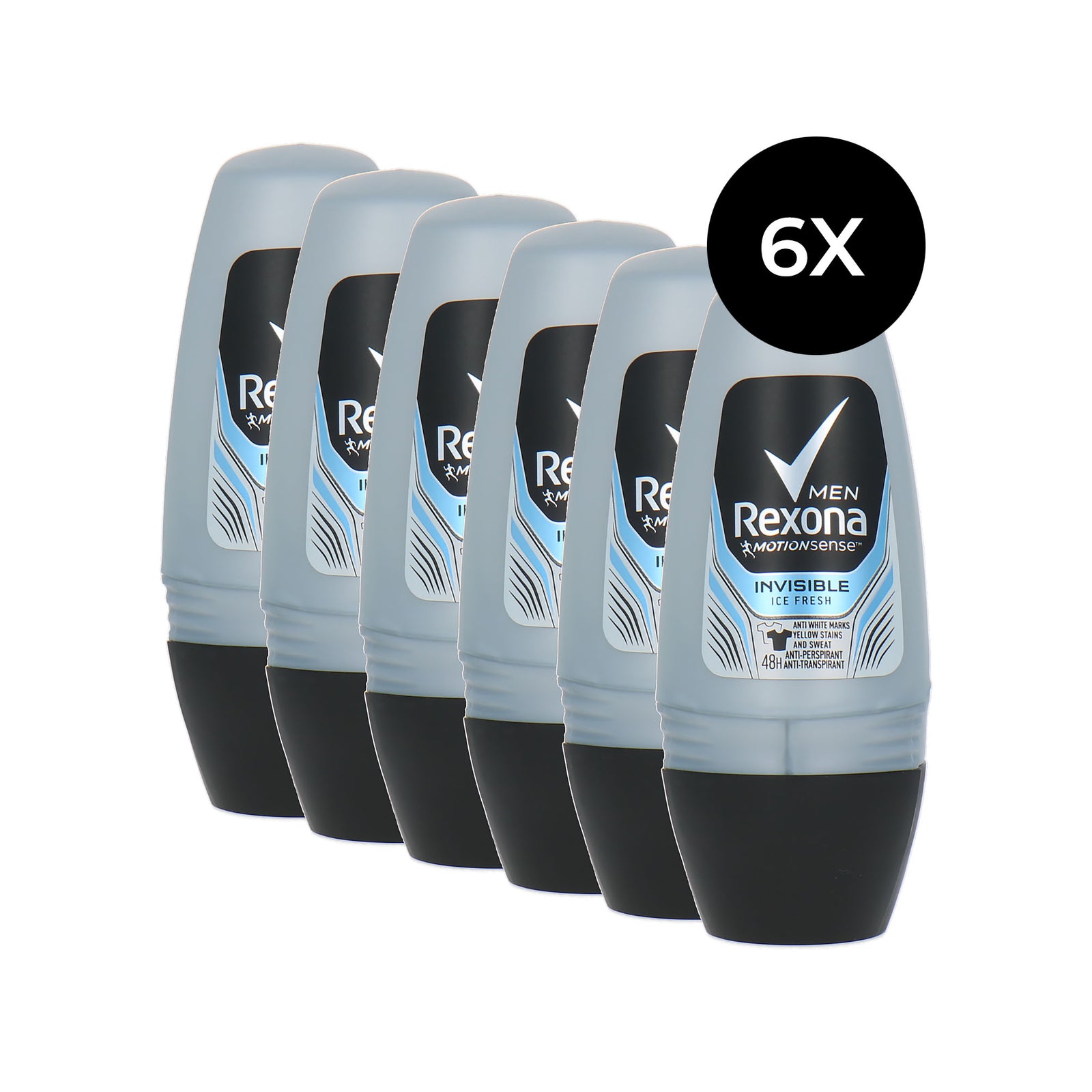 Rexona Men Invisible Ice Fresh Deo Roller - 6 x 50 ml