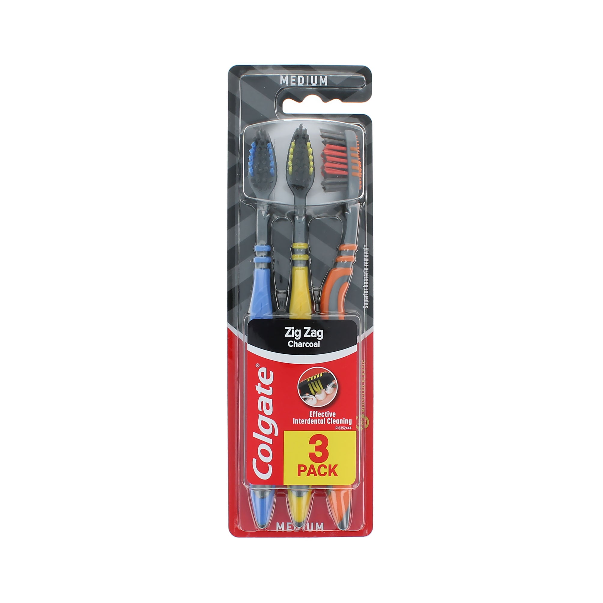 Colgate Zig Zag Charcoal Zahnbürste 3er-Pack – mittel