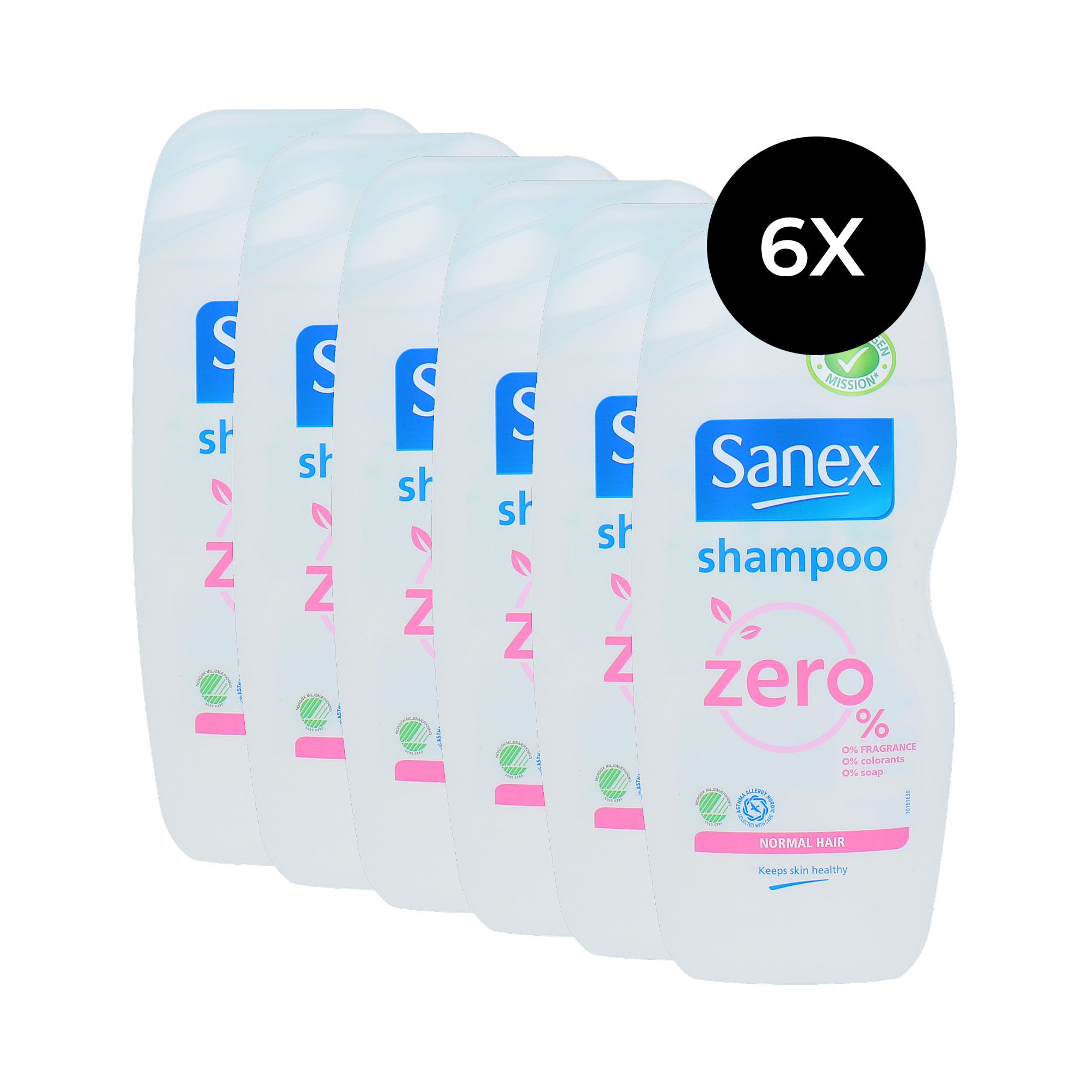 Sanex Zero% Shampoo - 6 x 250 ml