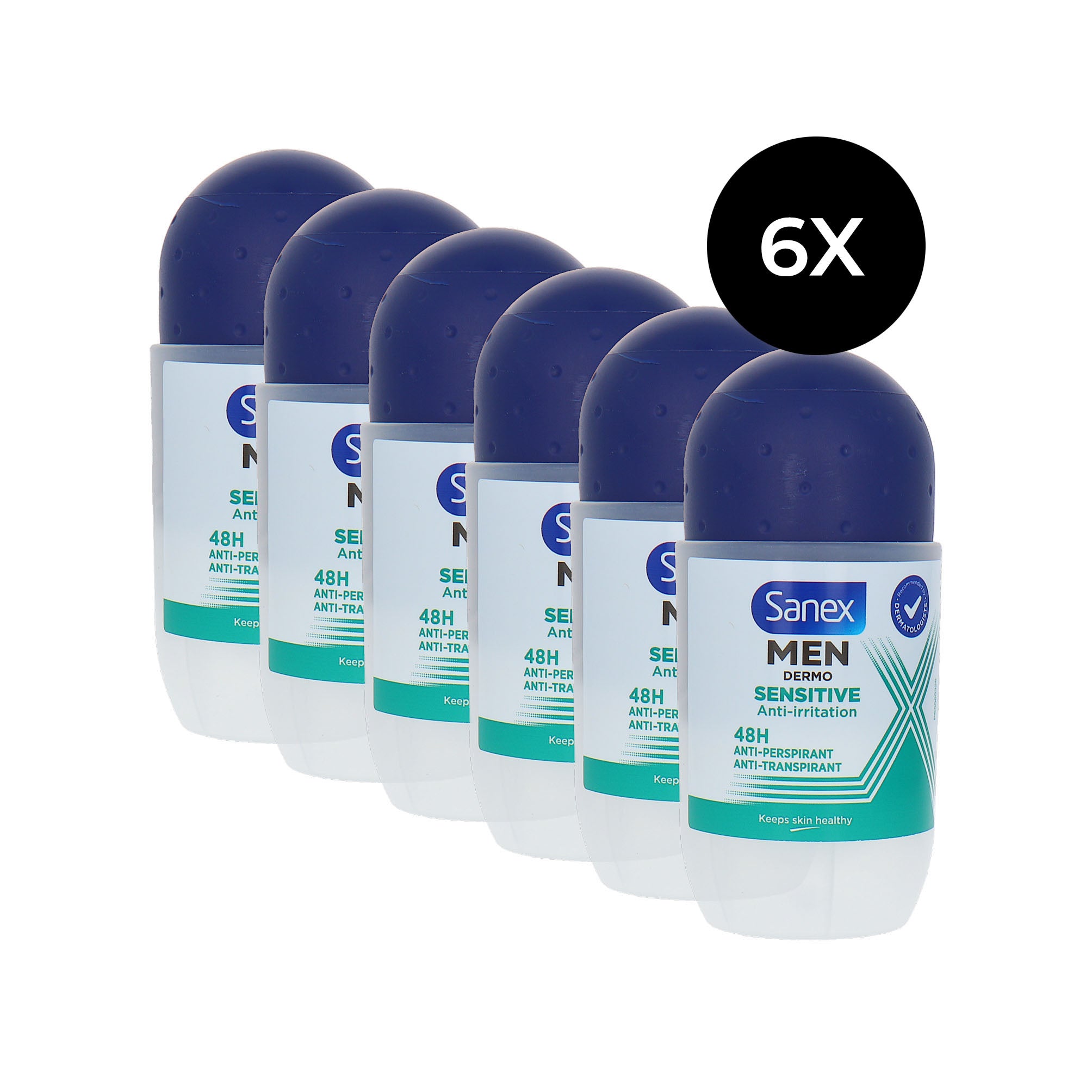 Sanex Men Dermo Sensitive Deo Roller - 6 x 50 ml